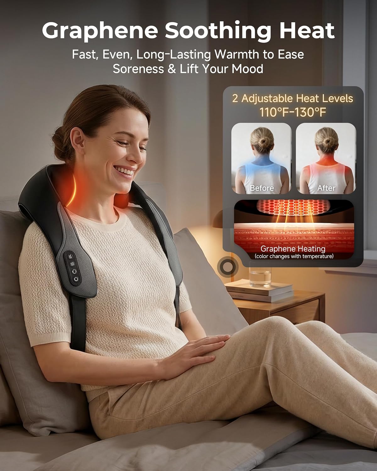 YESMILE Masajeador de cuello y hombros con calor, Shiatsu 4D, actua...