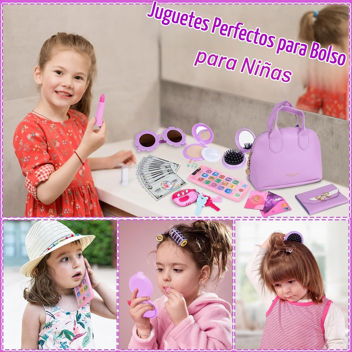 Learn2M Bolso de juego púrpura para niñas de 3 a 6 años, mi primer...