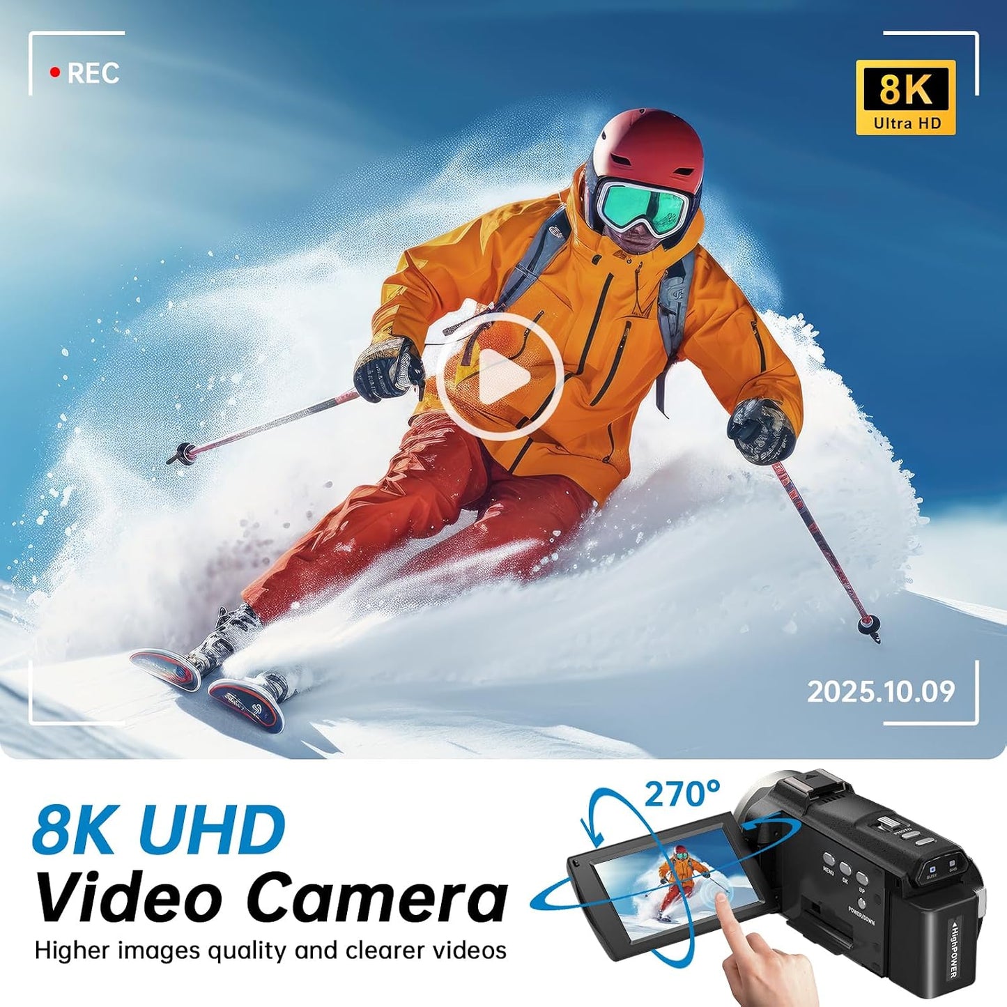 Videocámara 8K 2025 Última Cámaras de Video Ultra HD de 88MP WiFi C...
