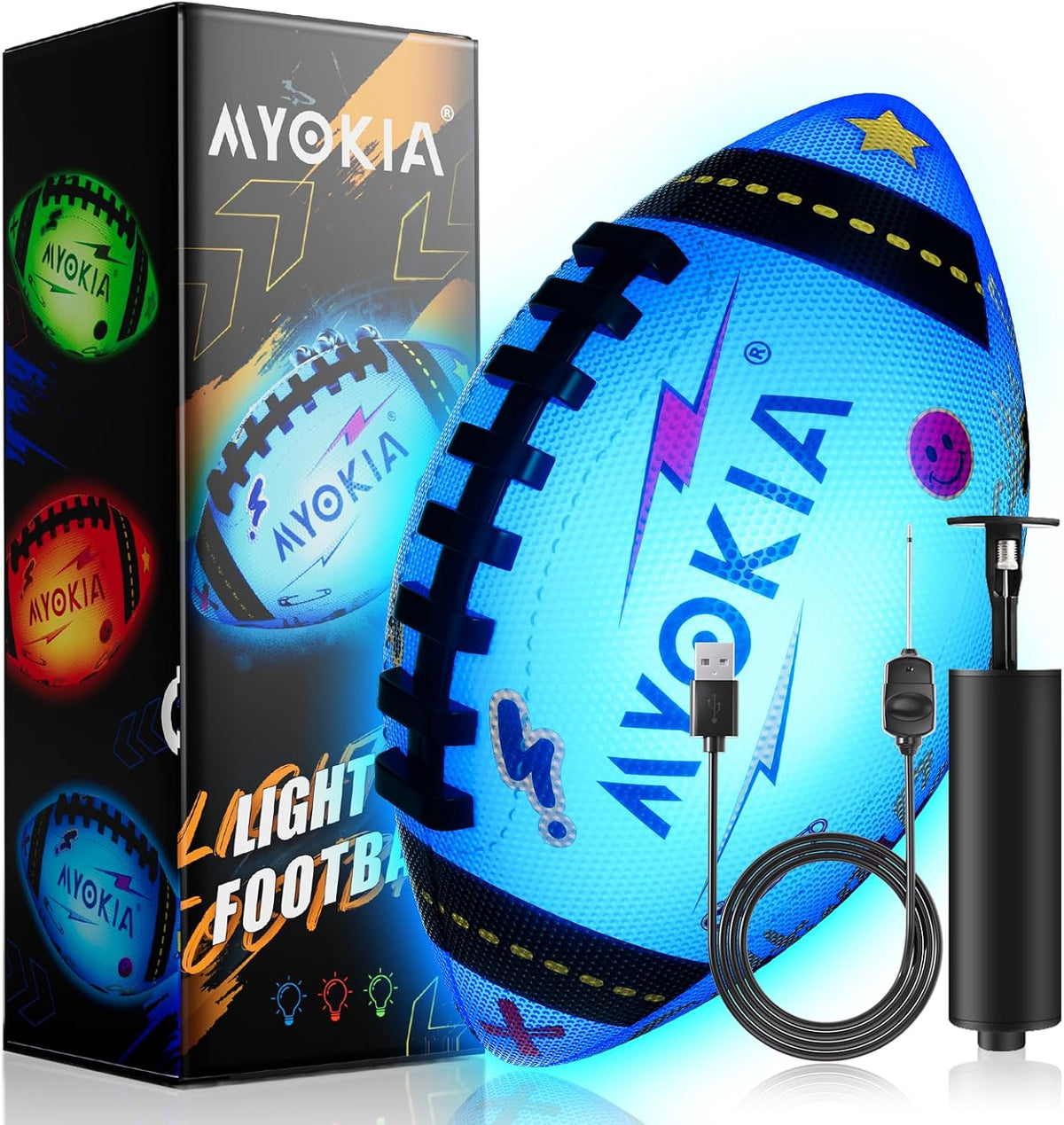 MYOKIA Balón de fútbol que brilla en la oscuridad, regalo de cumple...