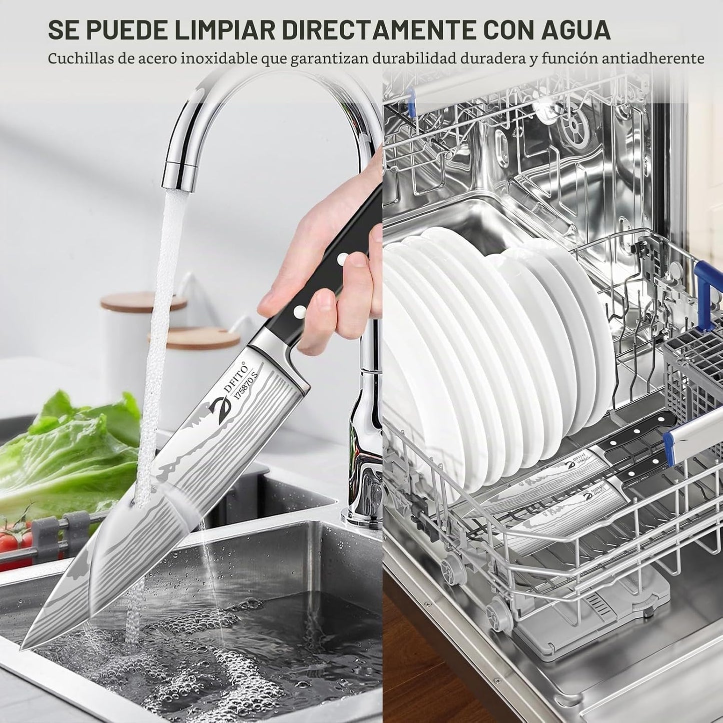 Dfito Juego de cuchillos de chef con bolsa de rollo, juego de 9 cuc...