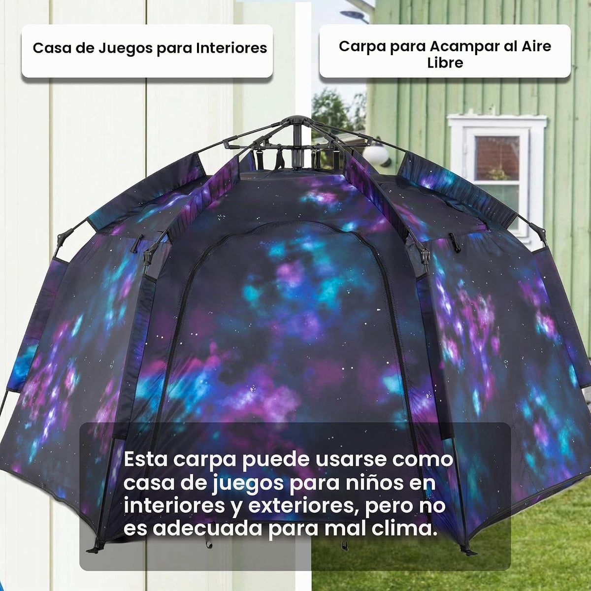 Tienda de campaña hexagonal portátil para niños con tira de luces L...