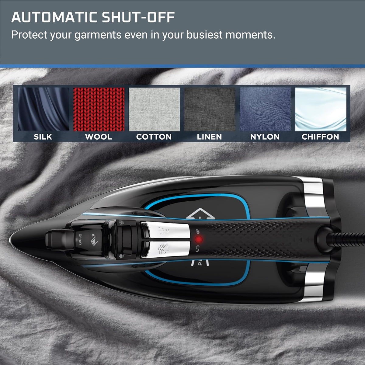 Rowenta, Plancha de vapor de acero inoxidable Smart Temp para ropa,...