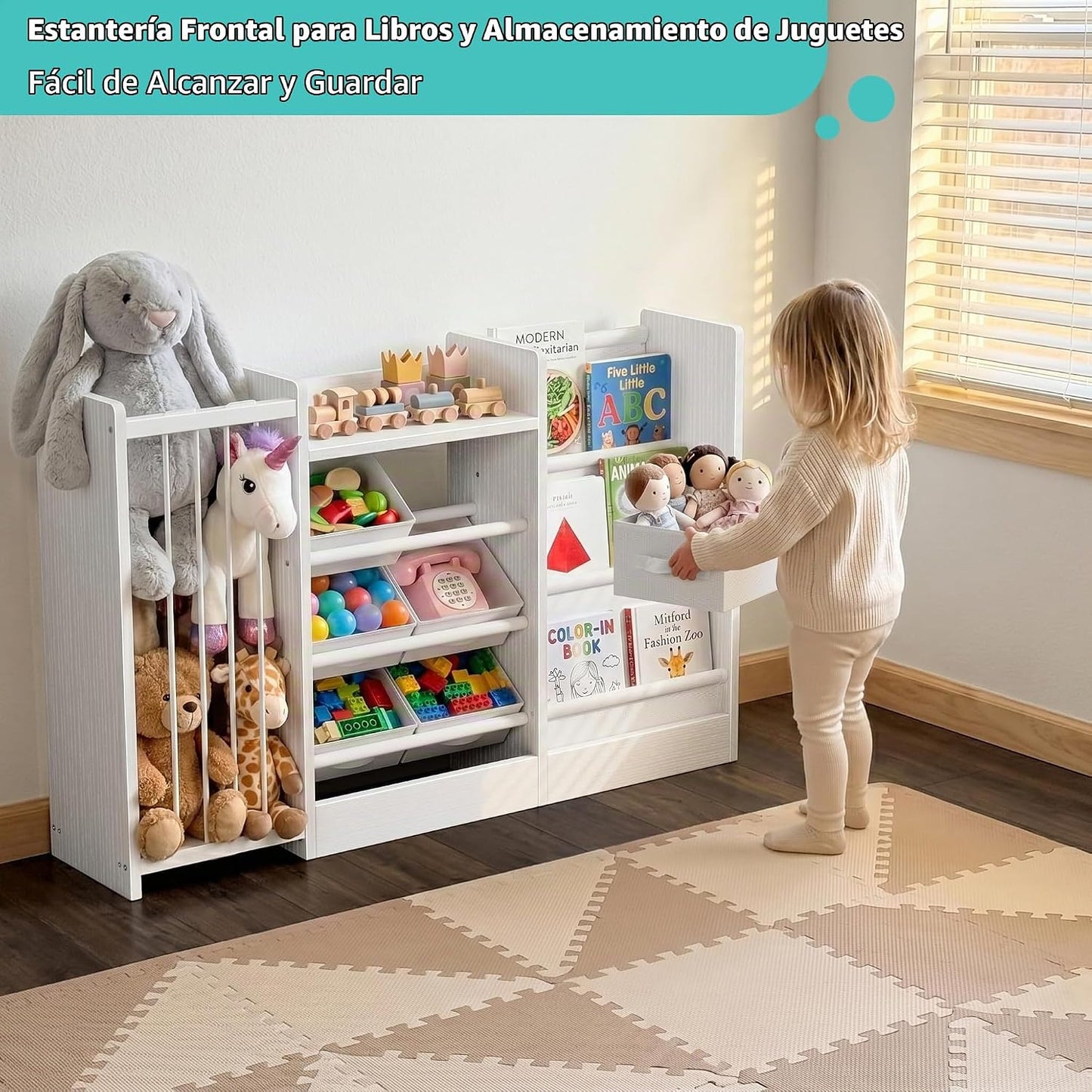 BOLUO Organizador de almacenamiento de juguetes para niños con esta...