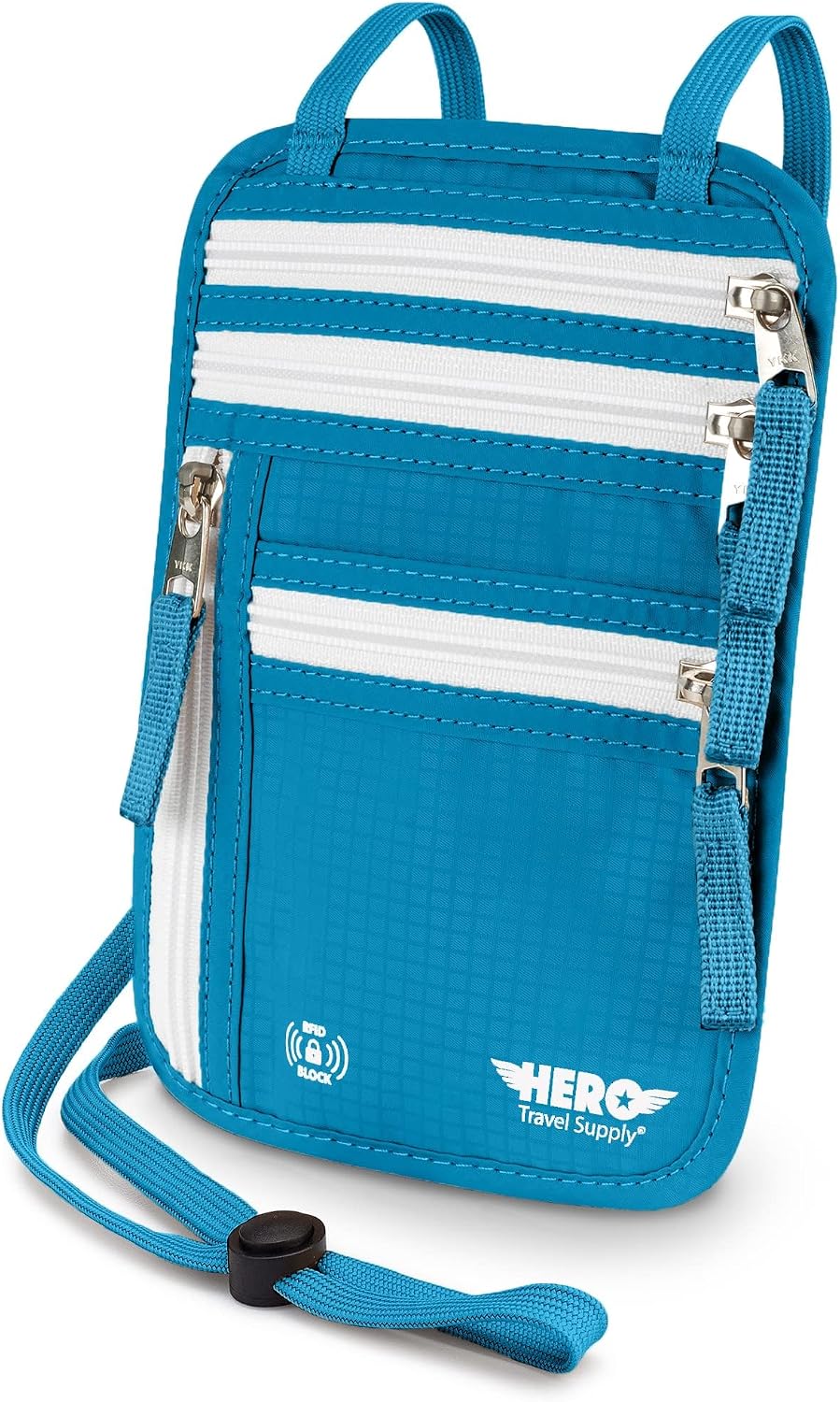 HERO - Cartera para el cuello - Soporte para pasaporte con bloqueo...