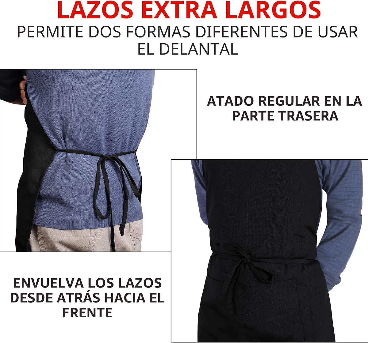 Utopia Kitchen Paquete de 2 delantales con peto, ajustables con 2 b...