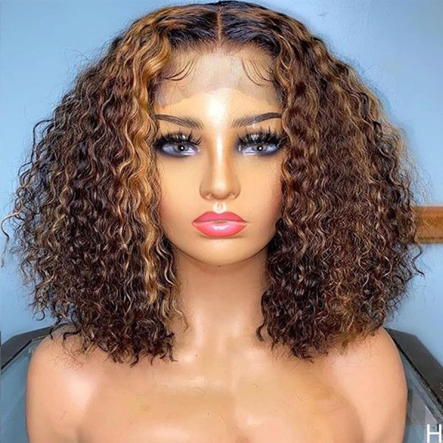 Venice Pelucas de cabello humano virgen rizado con encaje frontal d...