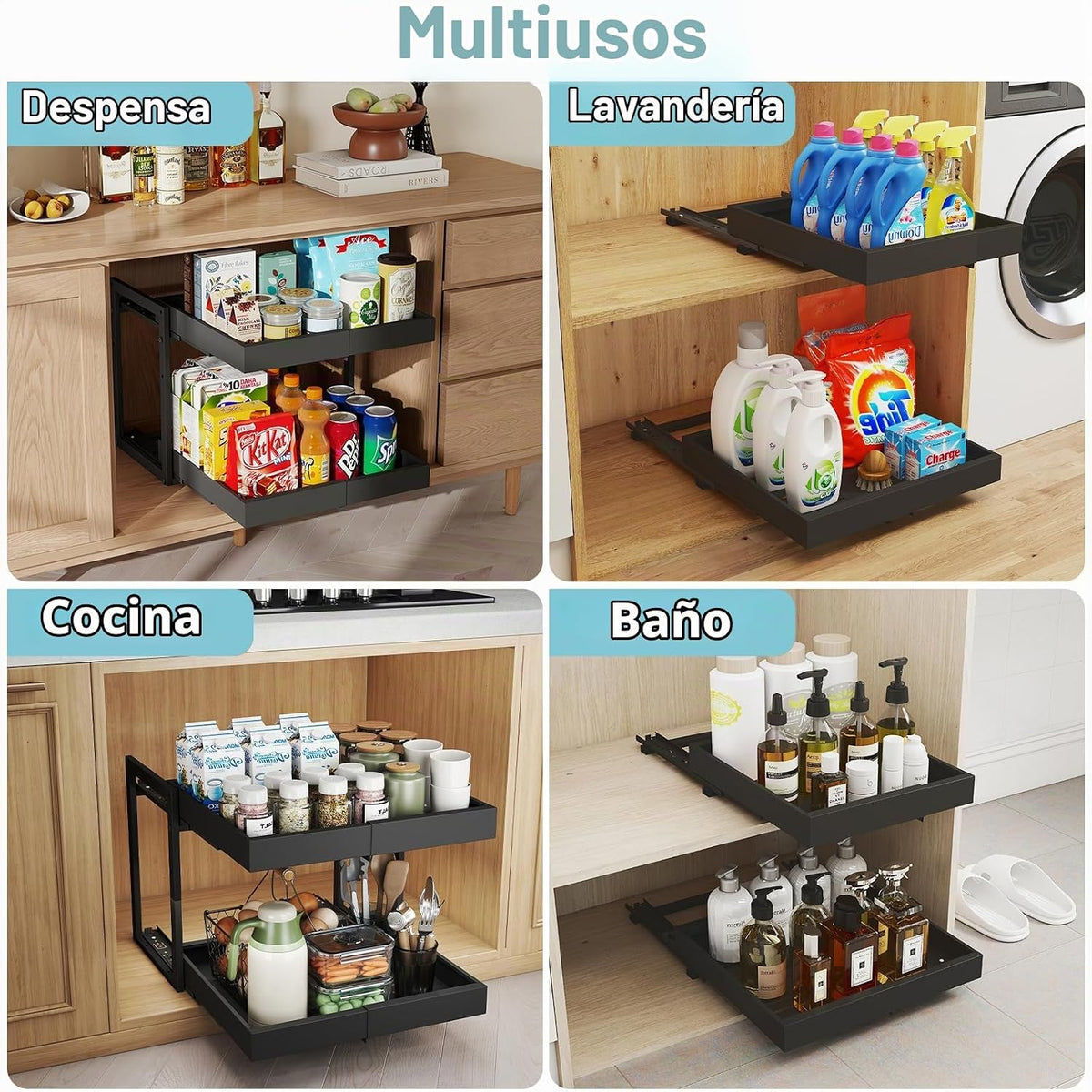 Golener Organizador de gabinete extraíble expandible de 2 niveles,...