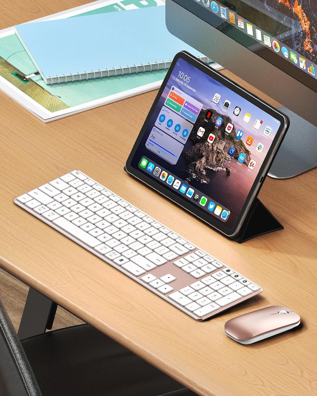 seenda SKM64-3 Combo de teclado inalámbrico Bluetooth y mouse para...