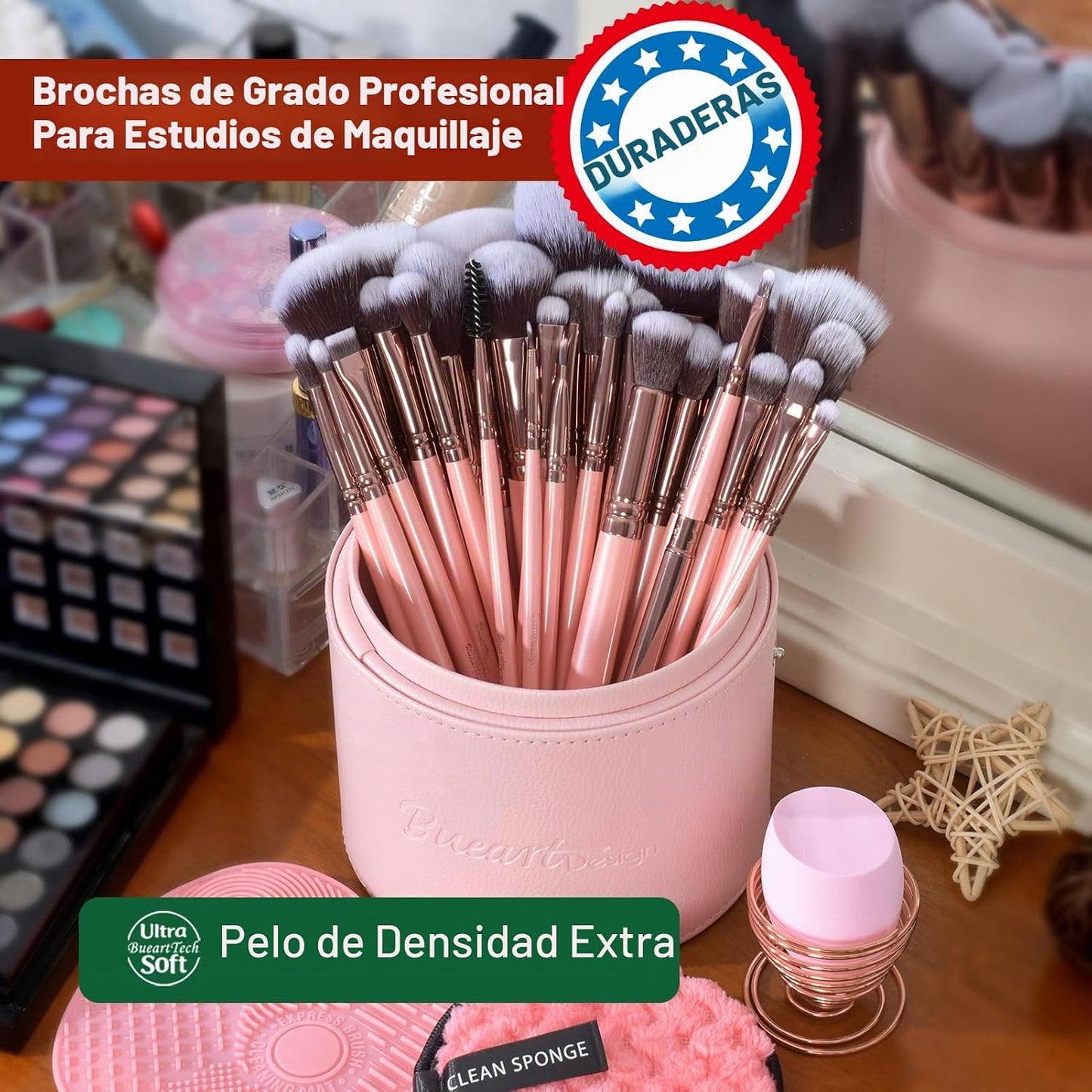 Bueart Design Juego de 30 piezas de brochas de maquillaje profesion...