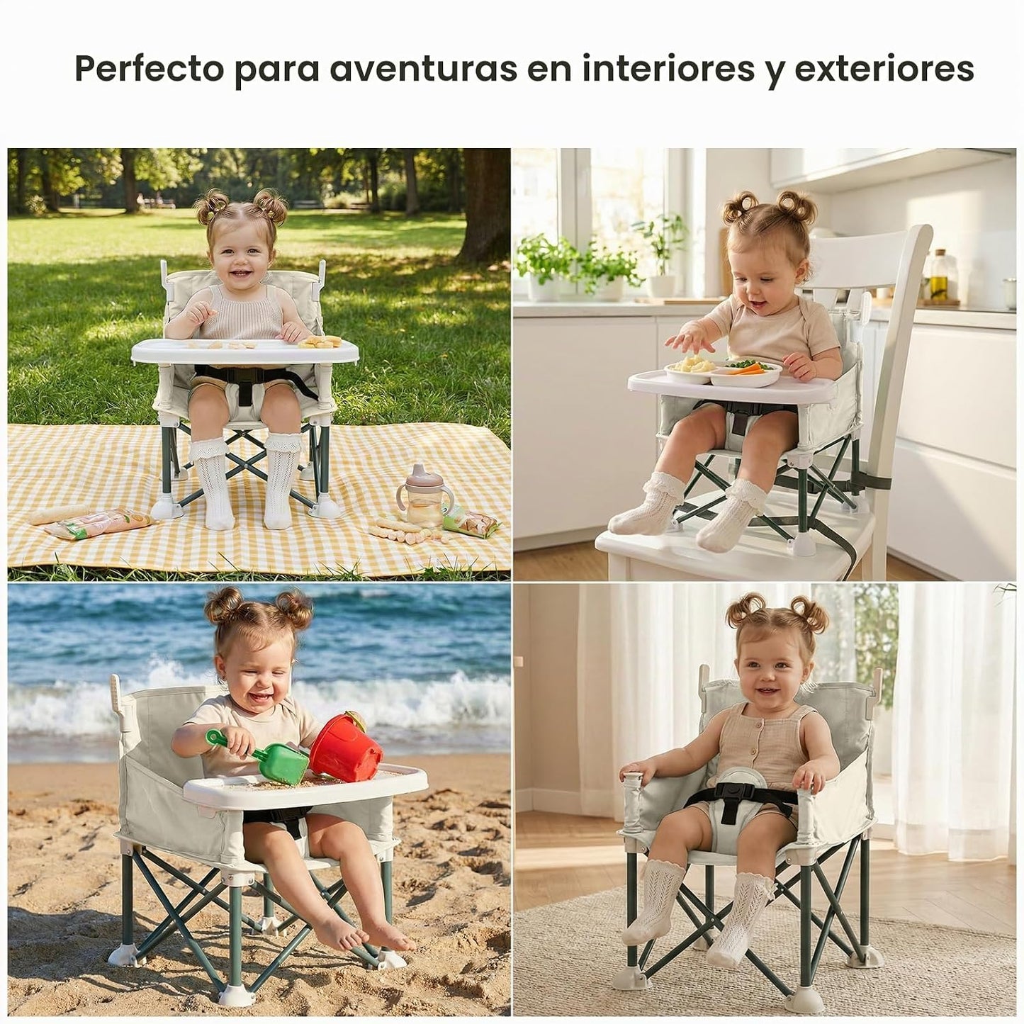 Sunchildor Asiento elevador portátil para bebé con bandeja extraíbl...