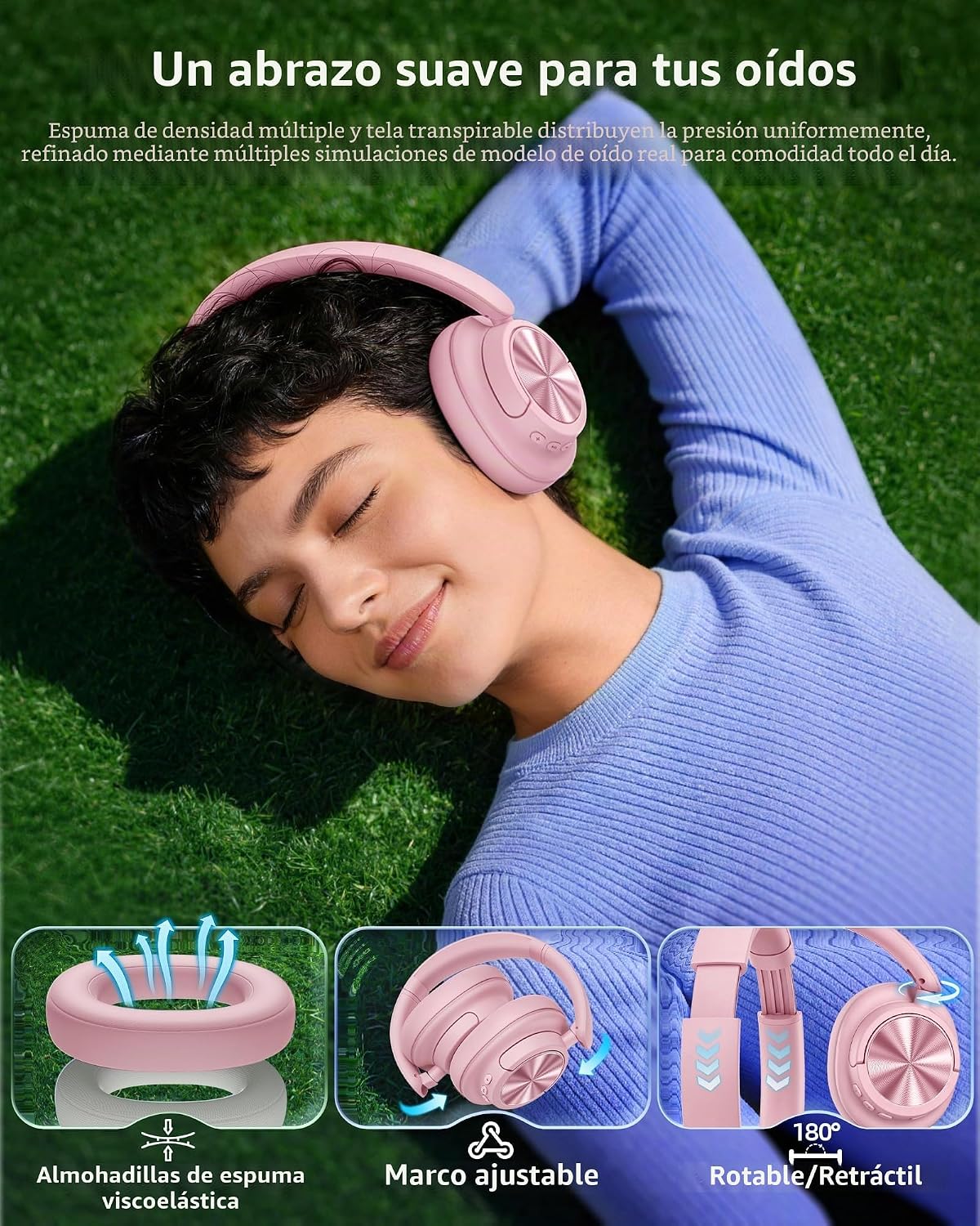 Auriculares híbridos con cancelación activa de ruido, 120 horas de...