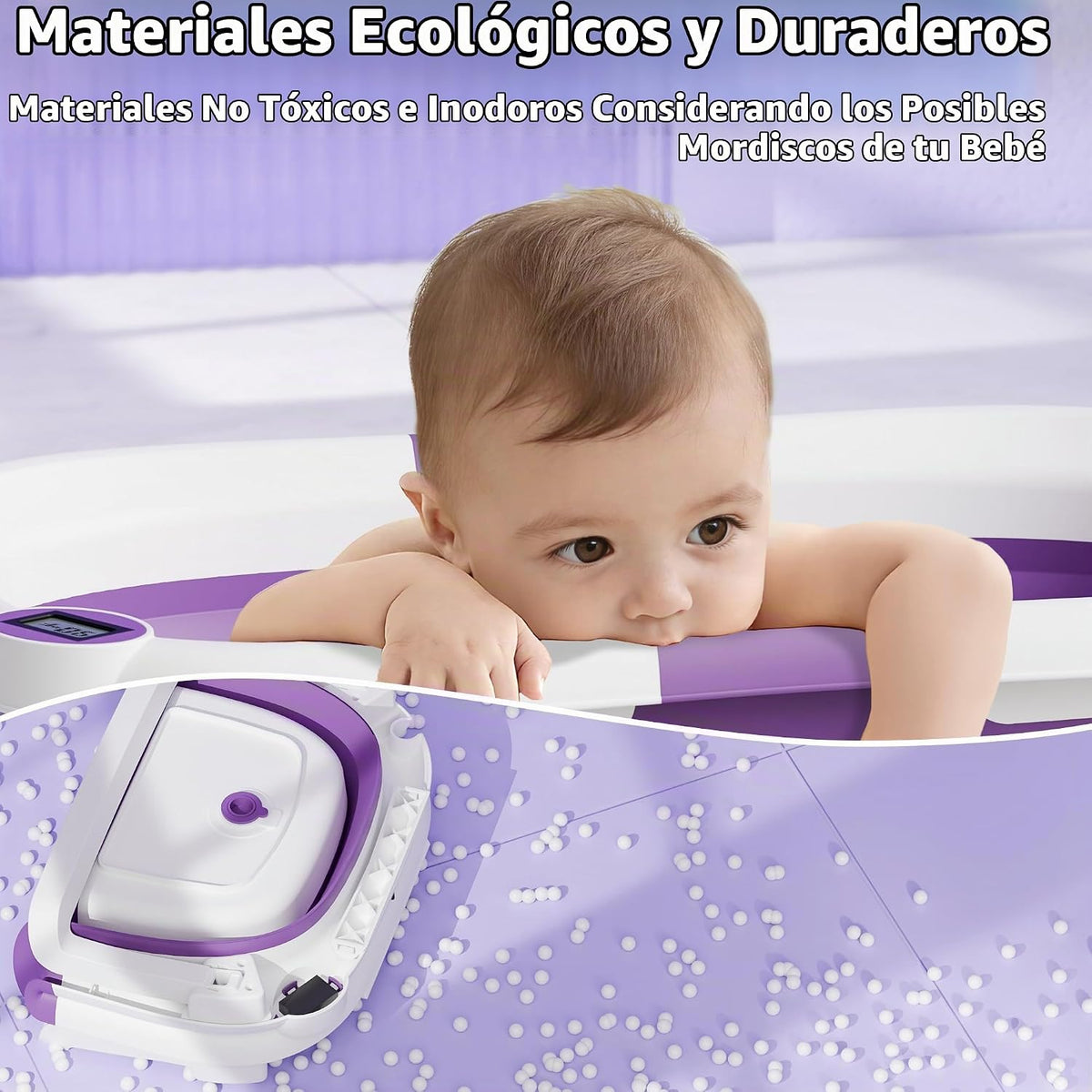 iBabyMax Bañera plegable para bebés con termómetro, 0-36 meses, mor...