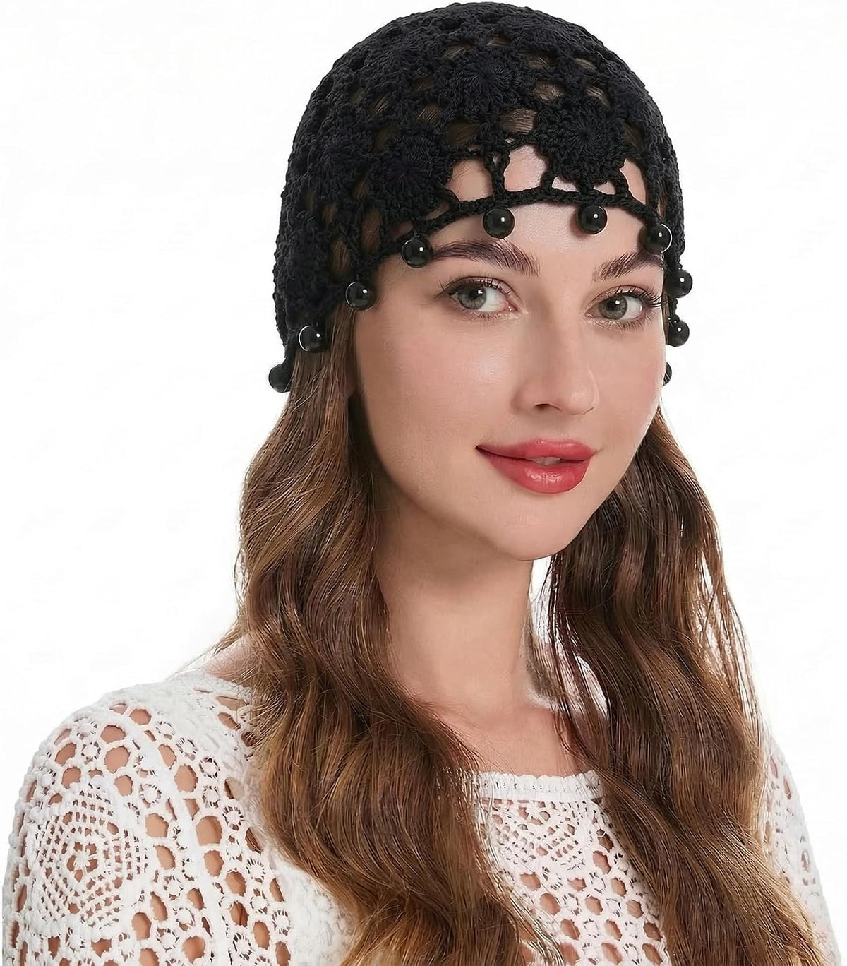 ZLYC Gorro de calabaza de crochet de algodón para mujer hecho a man...