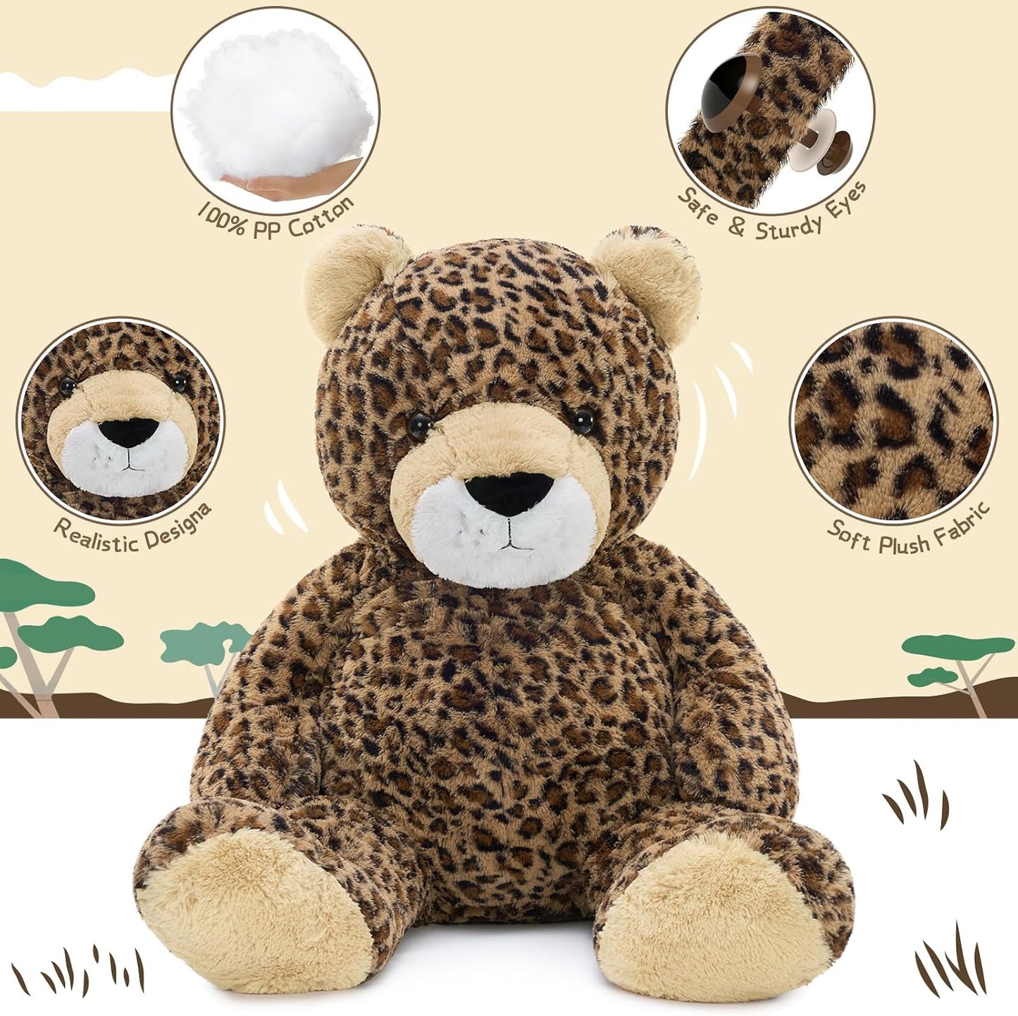MaoGoLan Juguete de peluche de guepardo gigante de 51 pulgadas, alm...