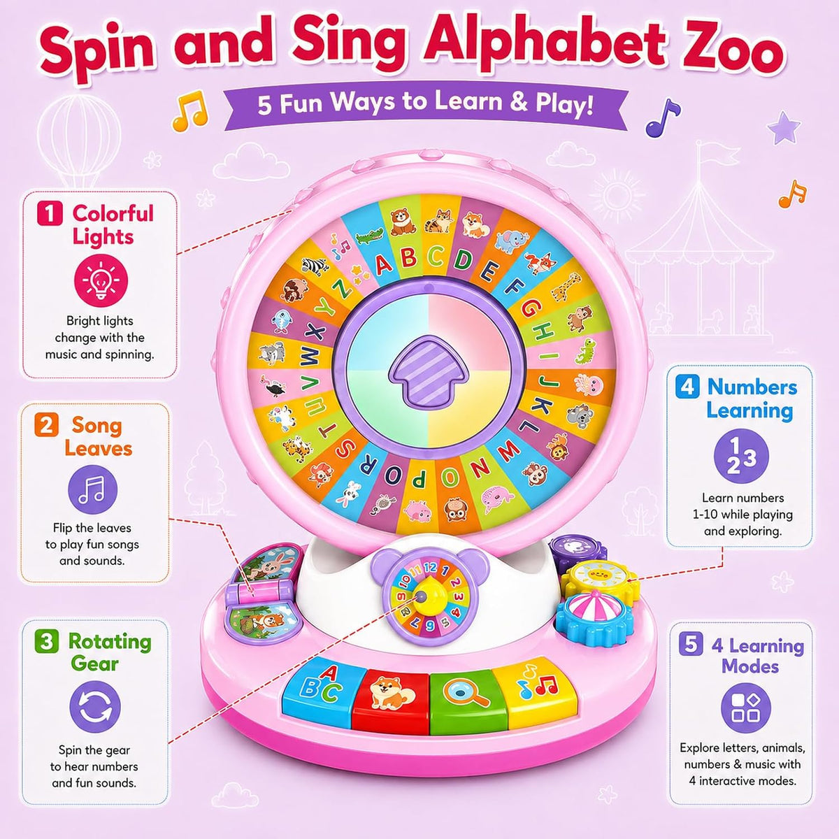 Juguetes para niños de 1, 2 y 3 años, niños y niñas, Alfabeto music...