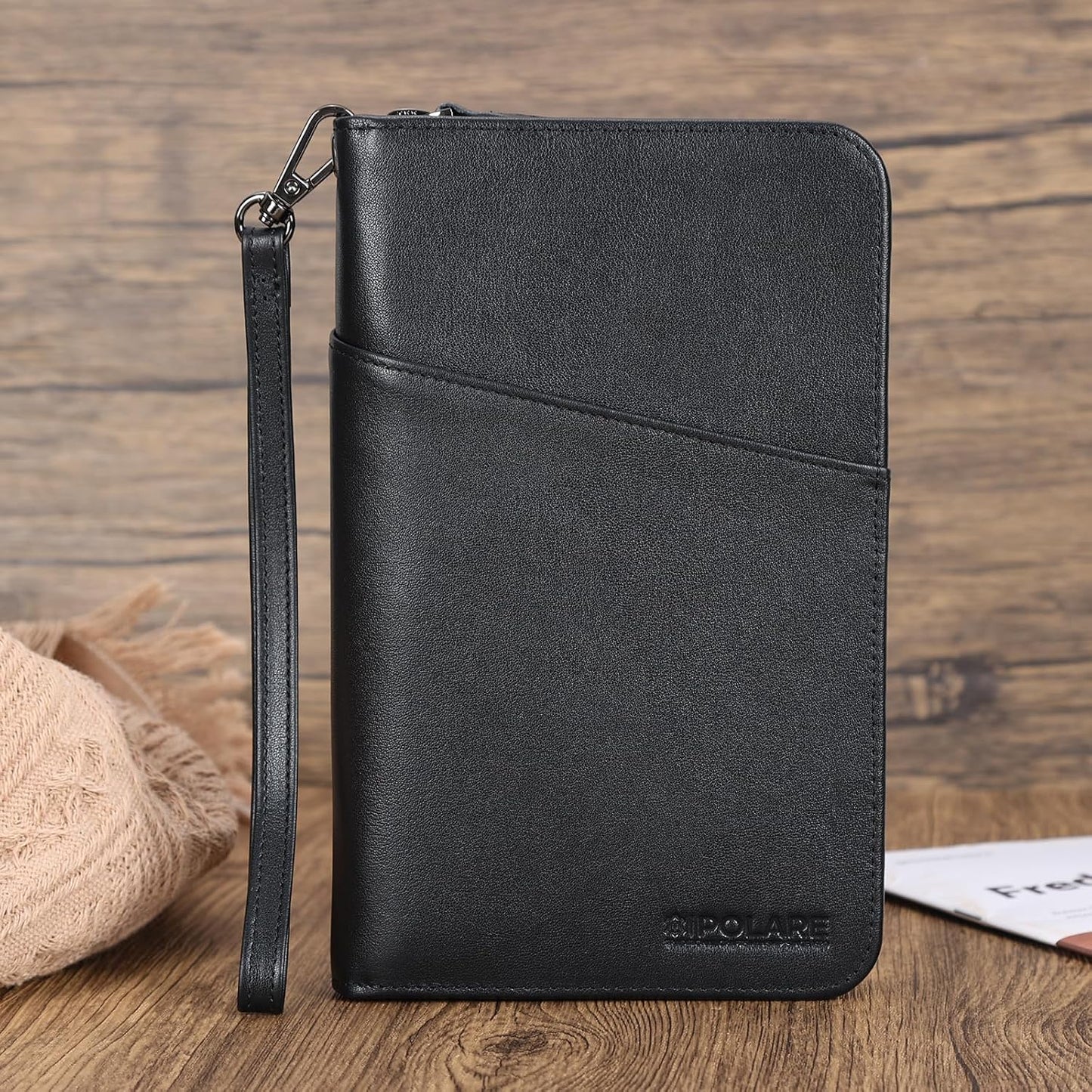 Polare - Funda para pasaporte de piel napa, para hombres y mujeres,...