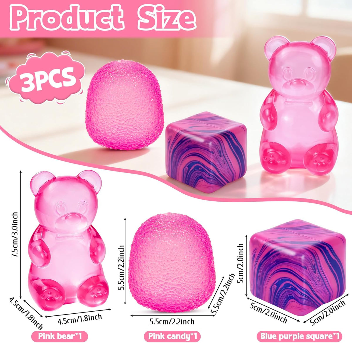 3 juguetes sensoriales Taba Squishies Fidget Toys, bolas antiestrés...