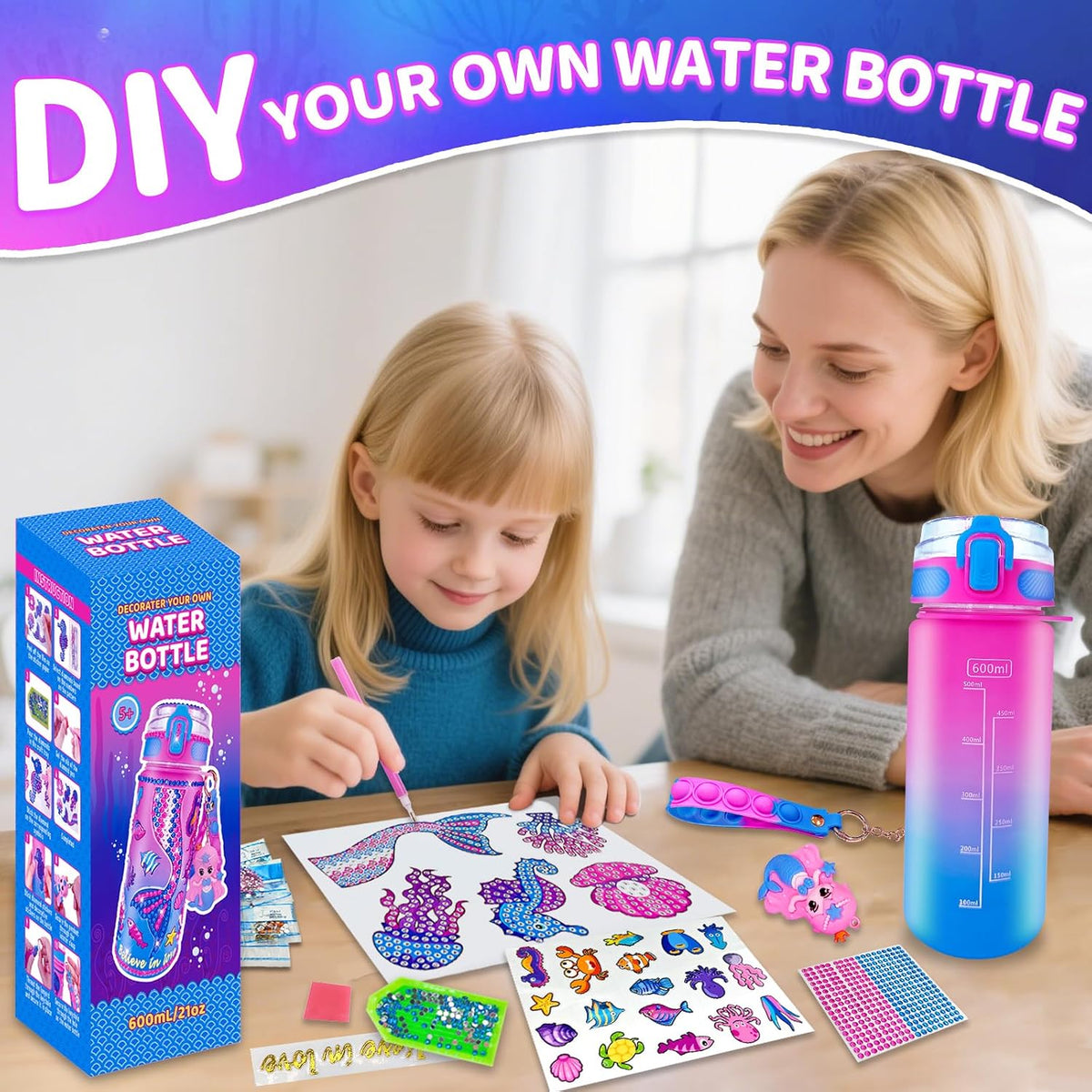 EDsportshouse Kits para decorar tu propia botella de agua para niña...
