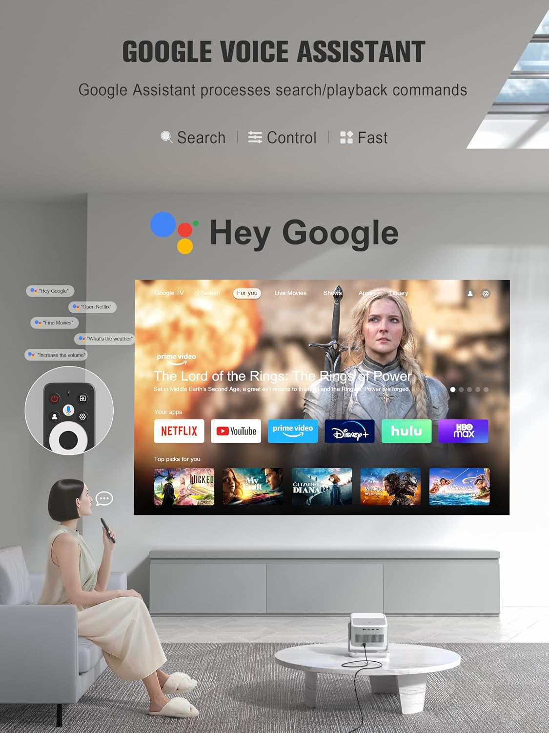 Google TV con licencia oficial: proyector inteligente 4K con WiFi y...