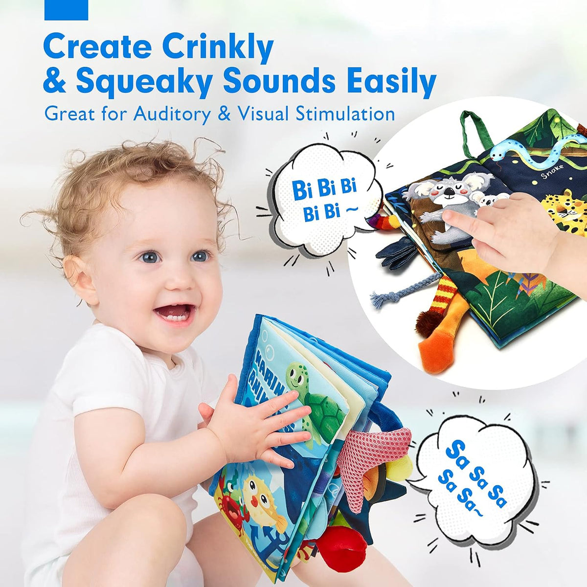 hahaland Libros para bebés de 0 a 6 meses, juguete sensorial de alt...