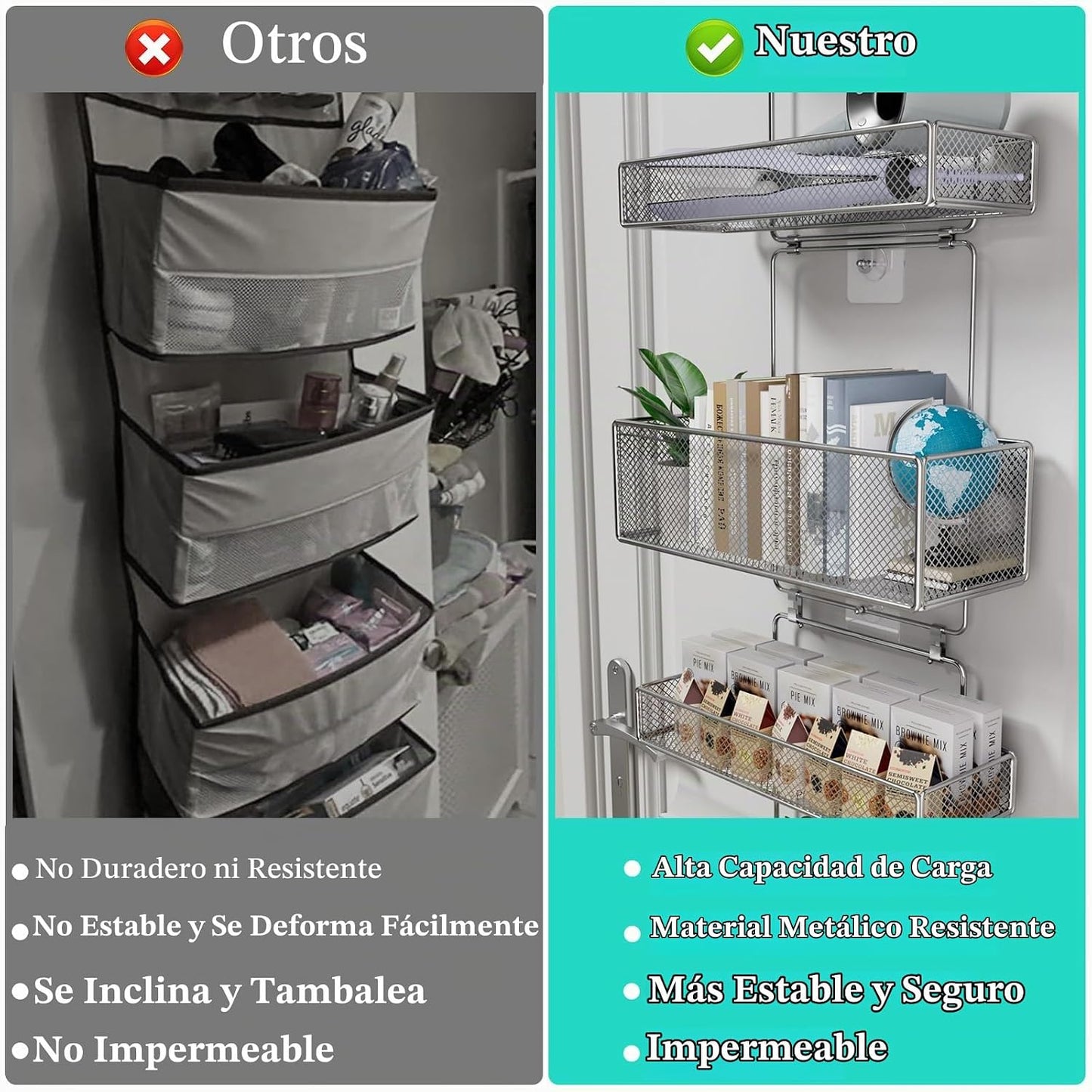 HapiRm Organizador de almacenamiento para colocar sobre la puerta,...