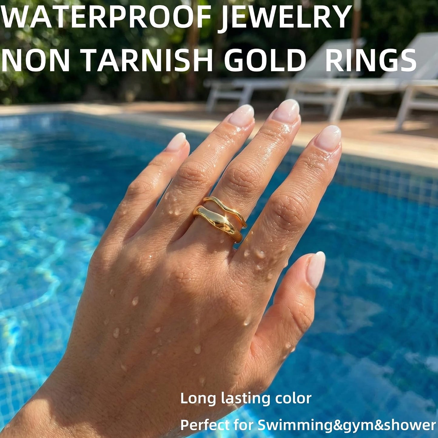 GoldGifts - Anillos apilables de oro para mujer sin deslustre, anil...
