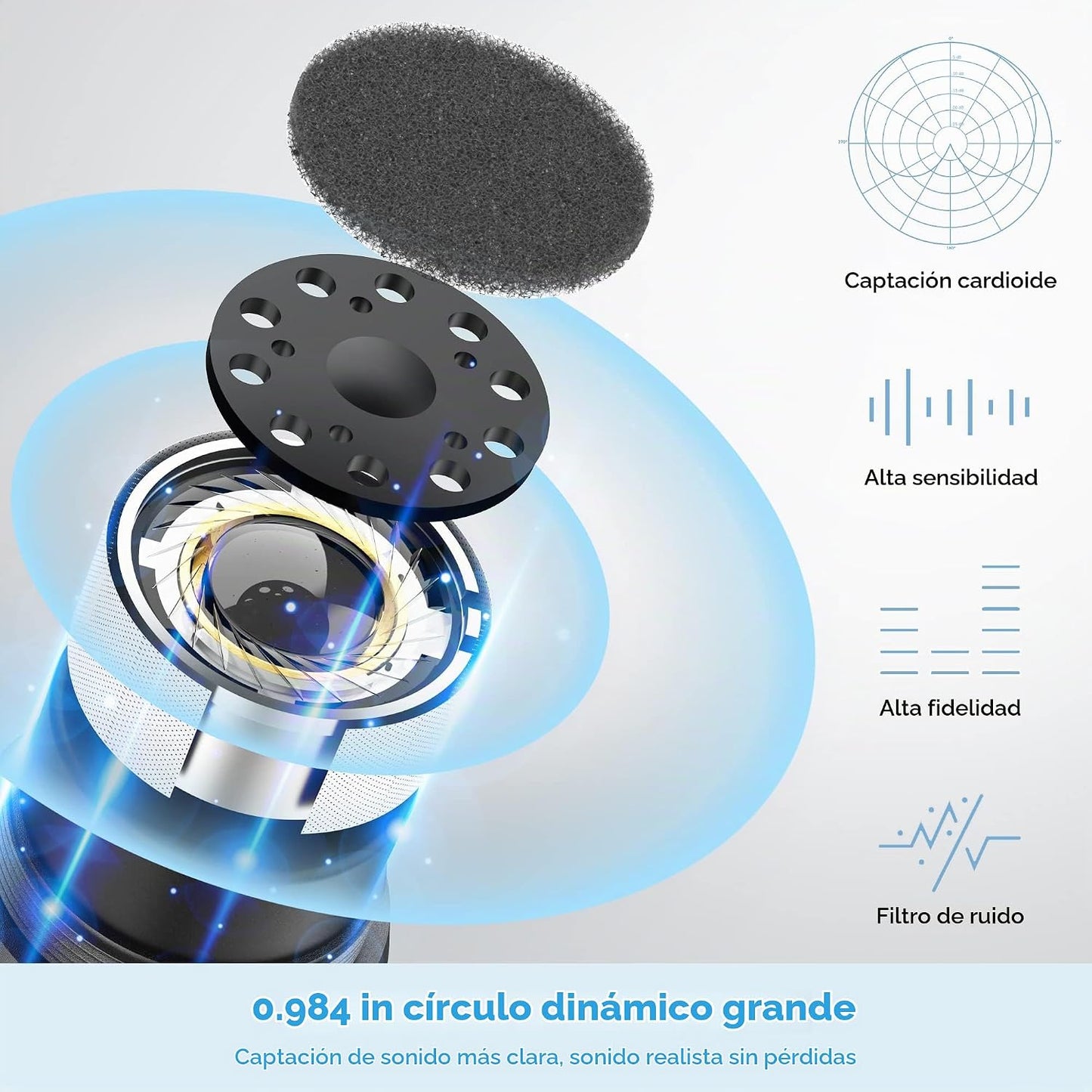 Bietrun Micrófono inalámbrico, juego de micrófonos UHF de mano, din...