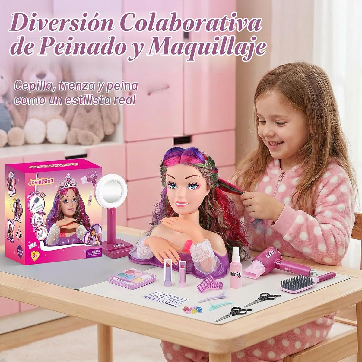 Kit de maquillaje de cabeza de muñeca de princesa para niñas, juego...