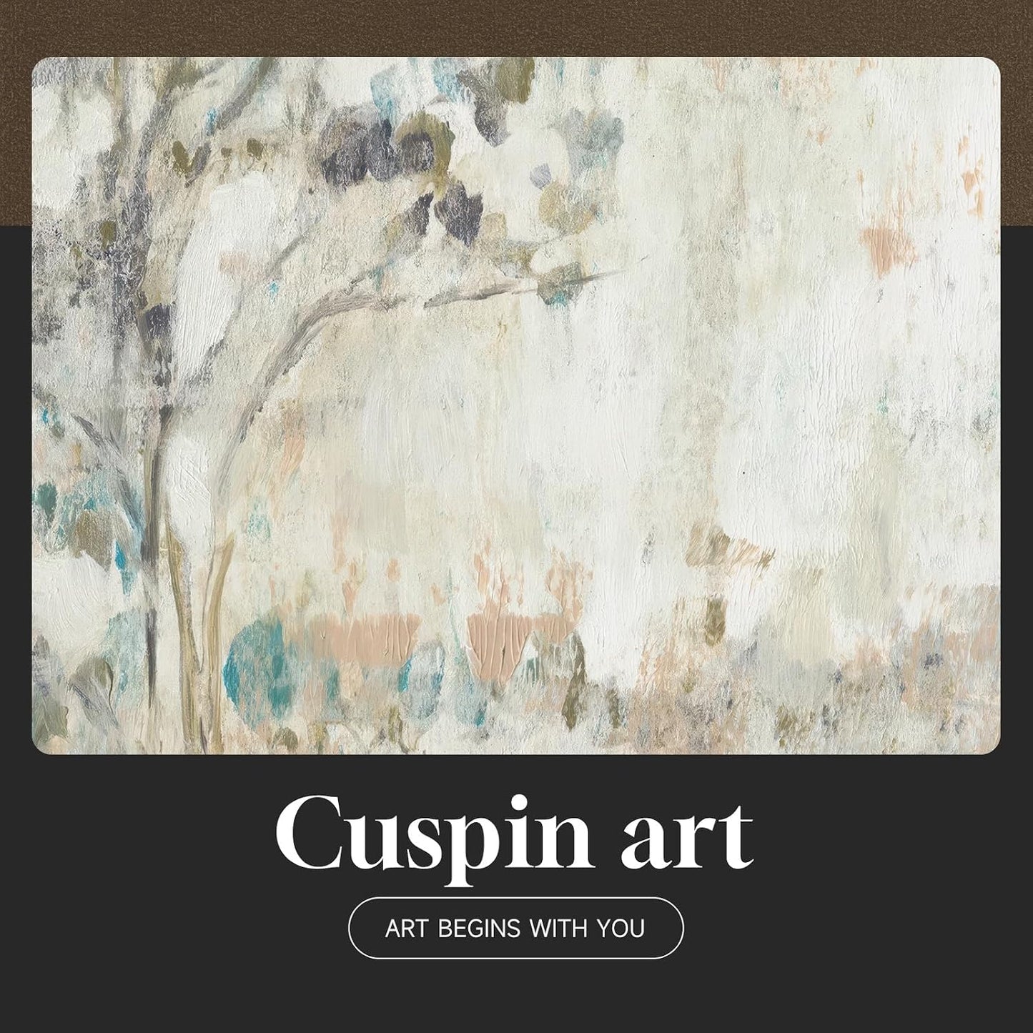Arte de pared de paisaje abstracto neutro enmarcado para dormitorio...