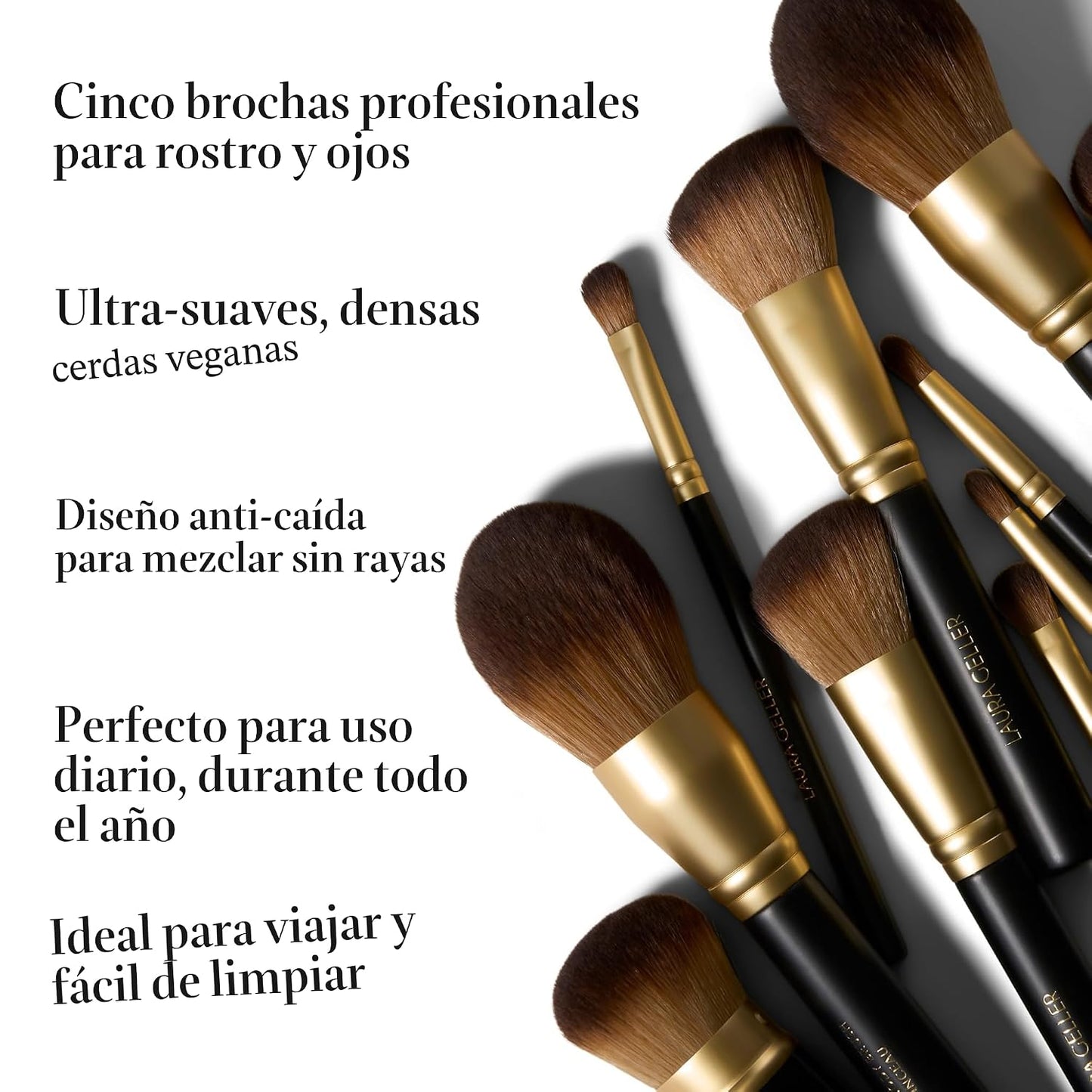 LAURA GELLER - Juego de brochas de maquillaje, sin crueldad animal,...