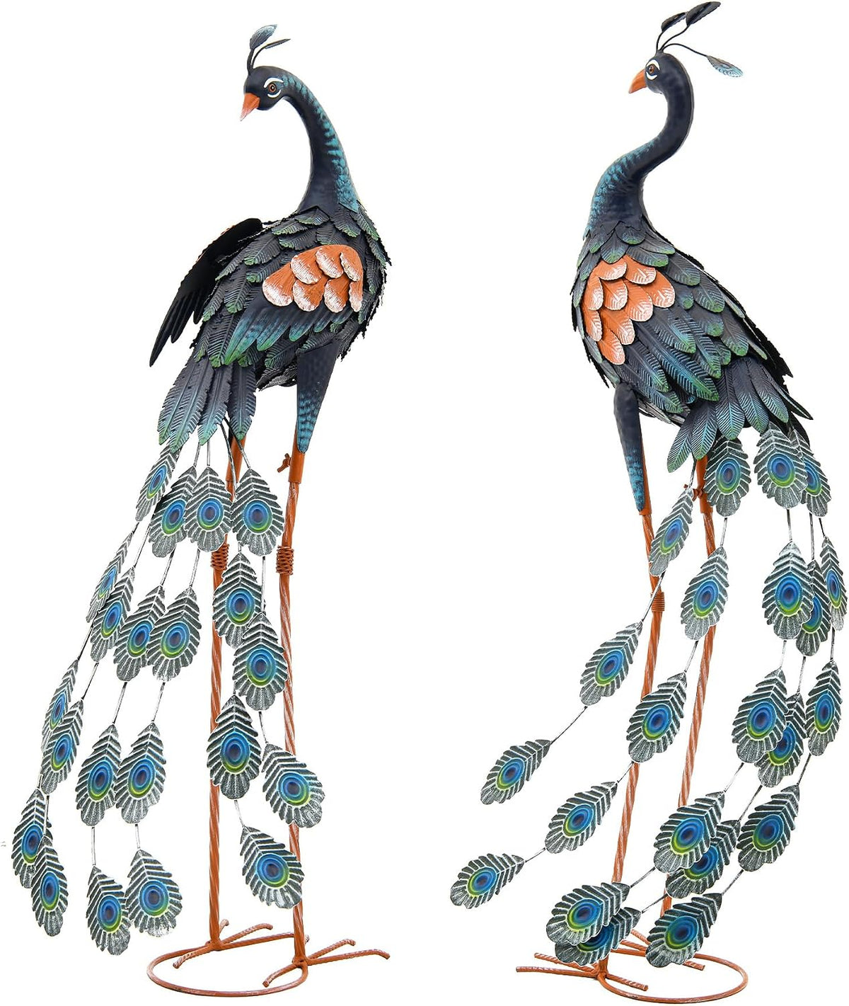 Autodaya Juego de 2 decoraciones de pavo real de 36 pulgadas, arte...