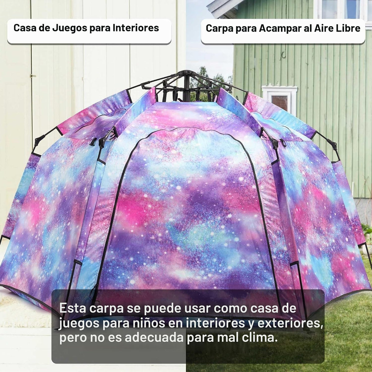 Tienda de campaña hexagonal portátil para niños con tira de luces L...