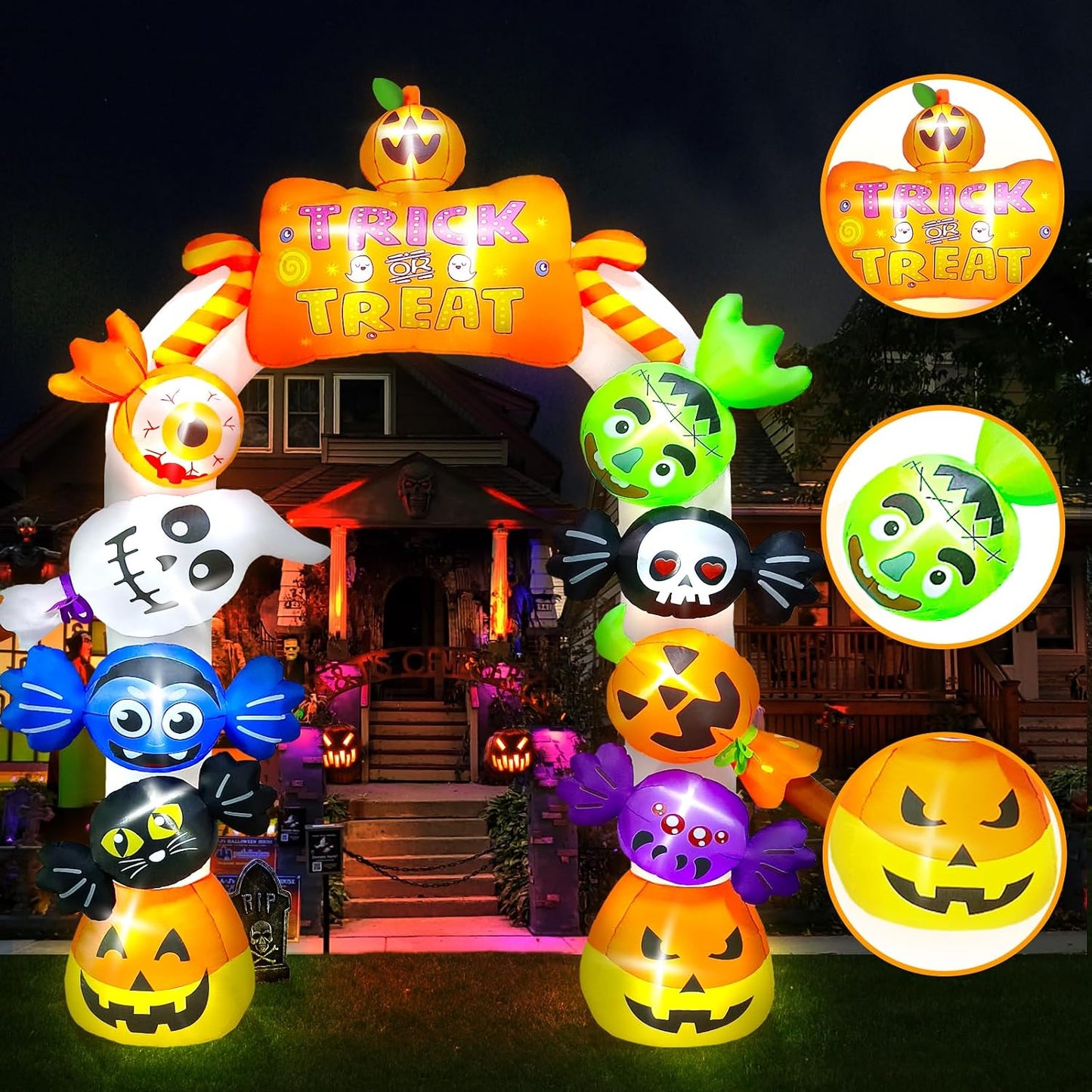 Kalolary Fantasma de caramelo inflable de Halloween de 10 pies de a...