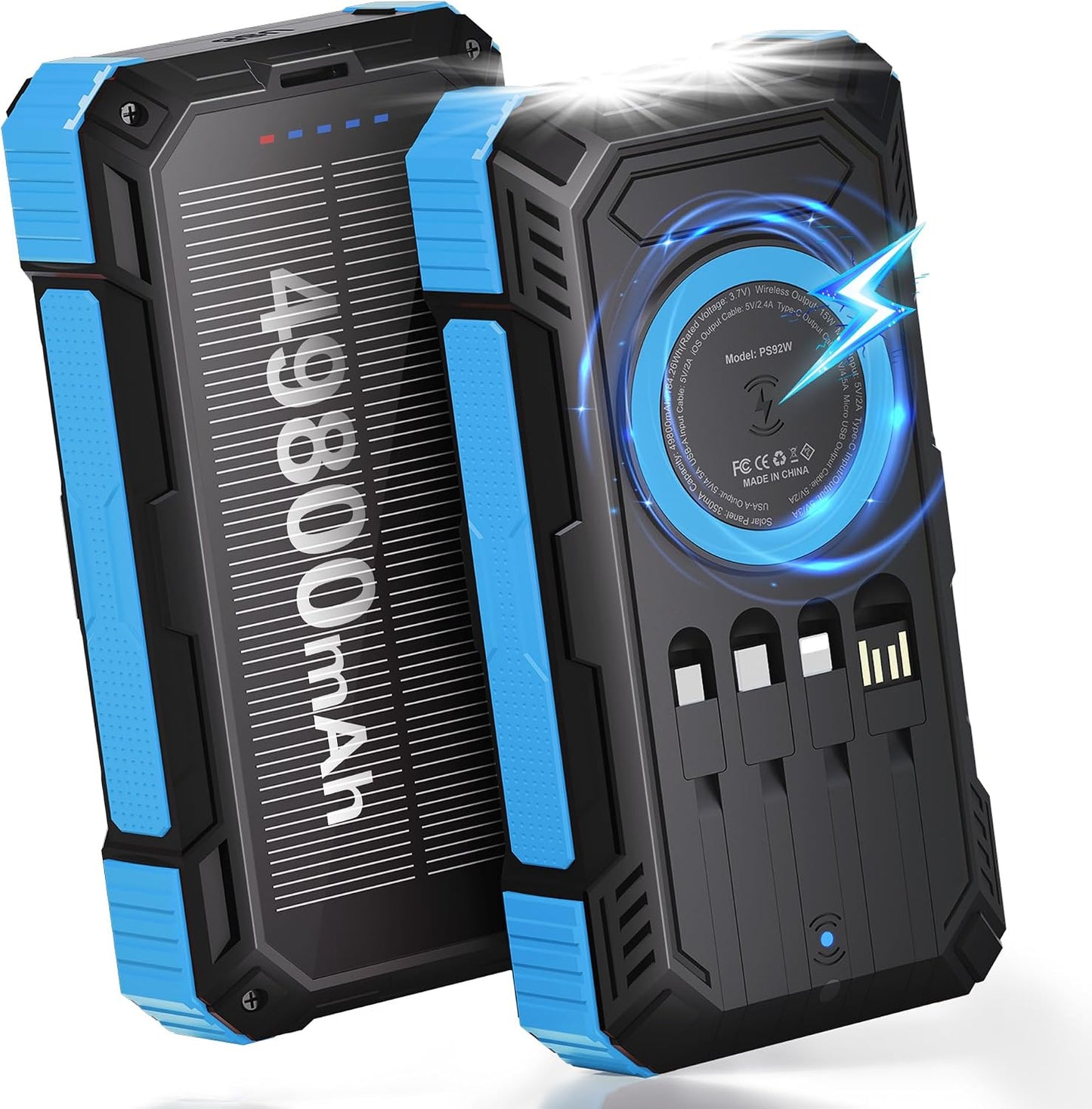 Cargador solar de 49800 mAh, 22.5 W PD cargador de teléfono portáti...