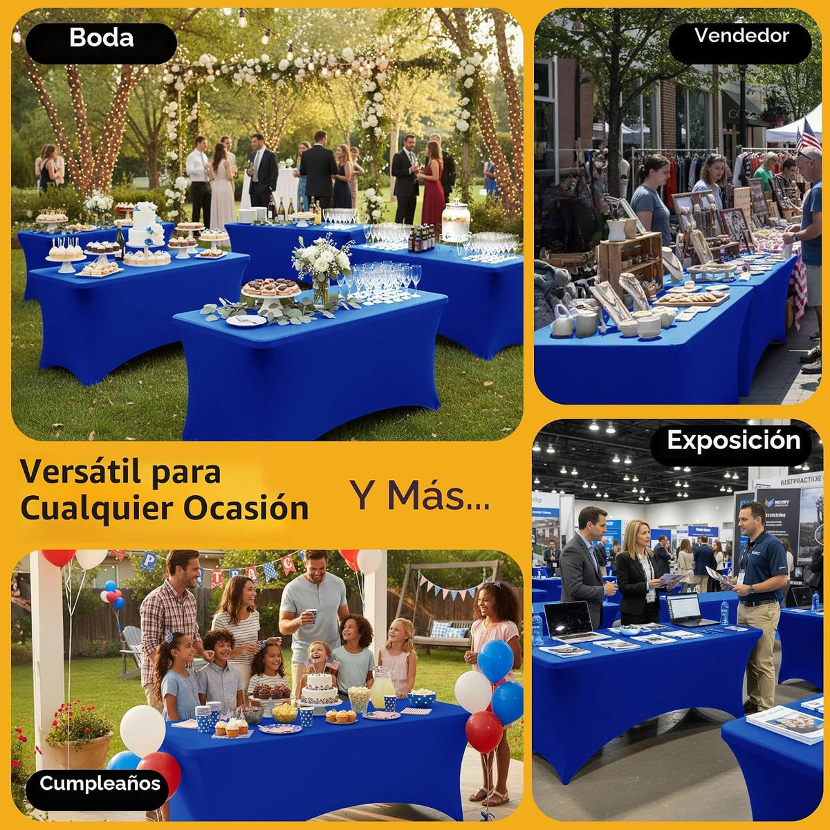 Dailyset Paquete de 6 manteles Premium de Spandex azul real para me...