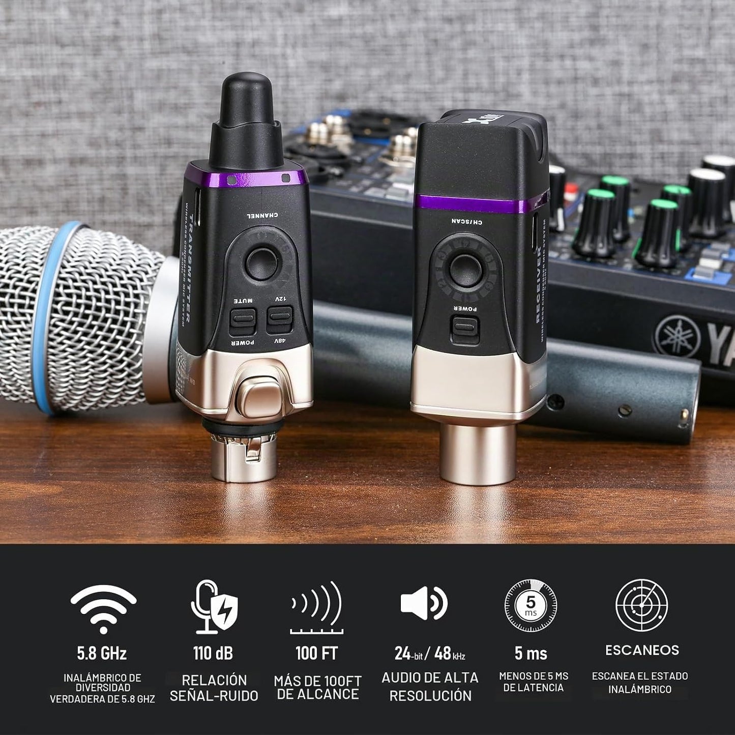 Xvive U35C - Sistema de micrófono inalámbrico 5.8GHz con transmisor...