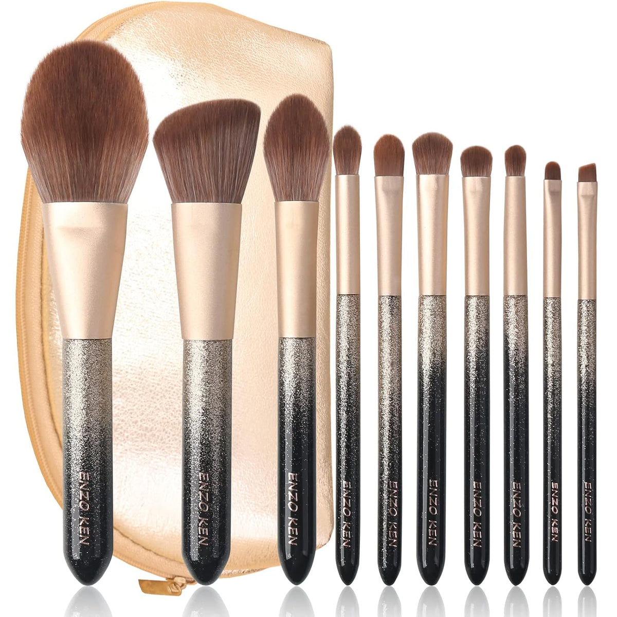 ENZO KEN Juego de brochas de maquillaje de cabello natural profesio...