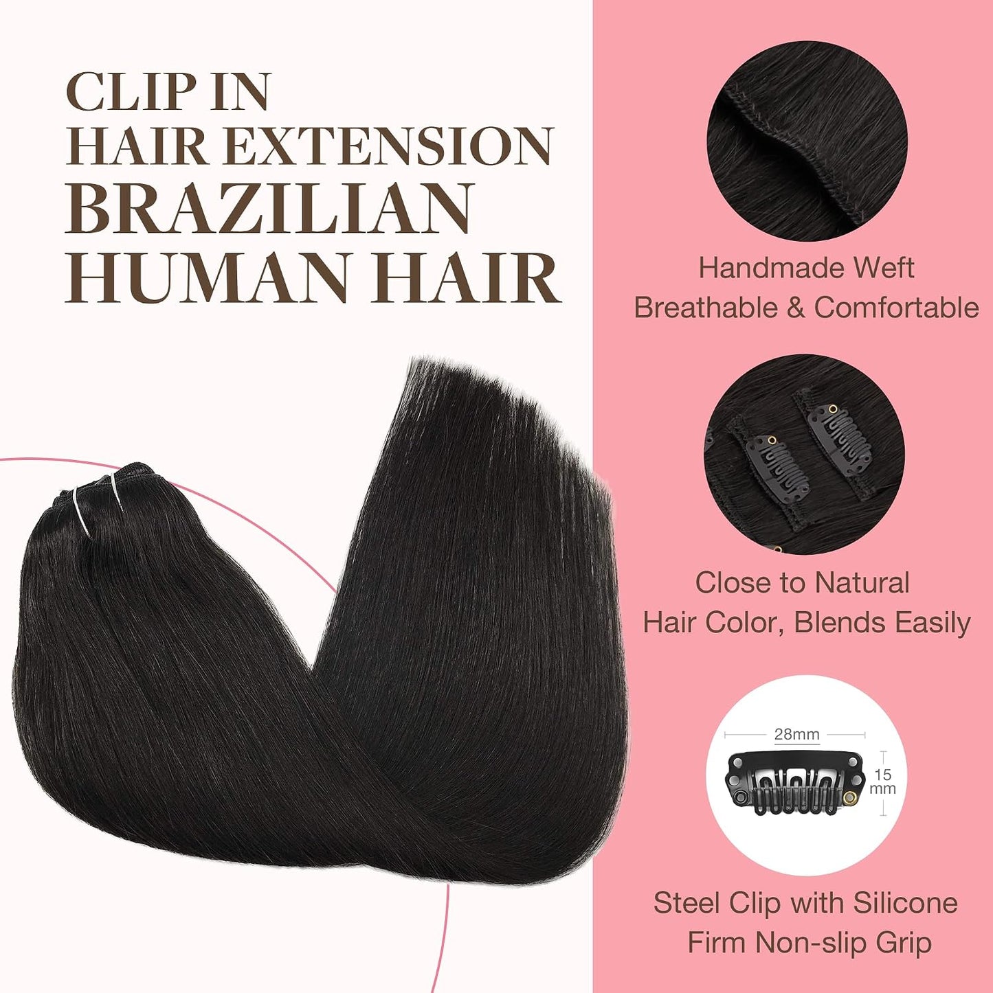 GOO GOO - Extensiones de cabello humano natural y real con clip, ex...