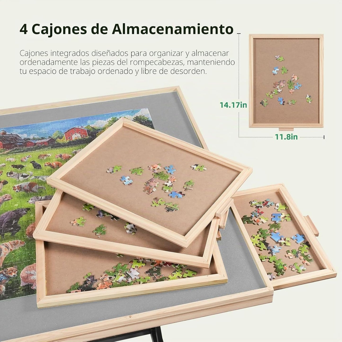 ALL4JIG Mesa de rompecabezas de 2000 piezas con patas y ruedas, mes...