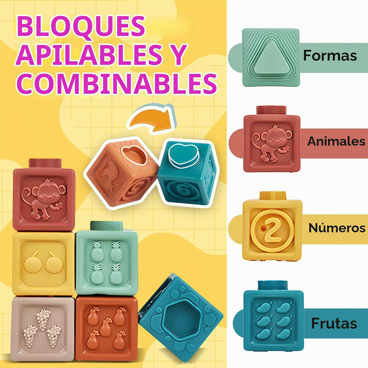 ROHSCE Juguetes Montessori para bebés, juguetes 3 en 1 para bebés d...