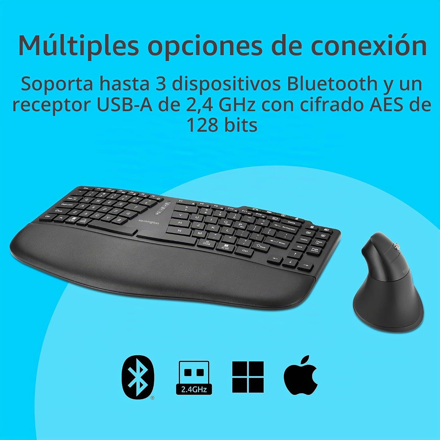 Kensington Pro Fit Ergo KM675 EQ - Juego de escritorio inalámbrico...