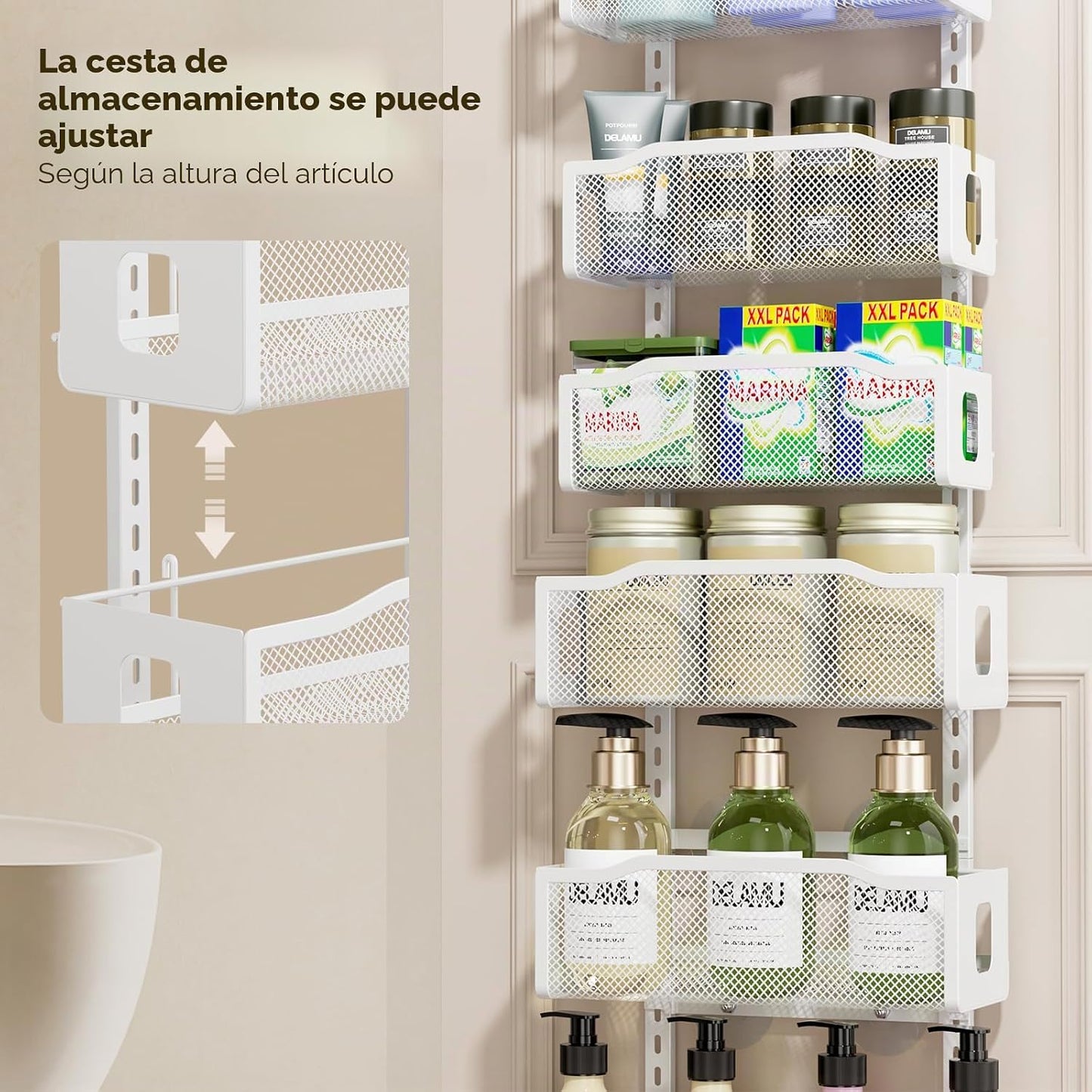 Delamu Organizador de despensa de 8 niveles sobre la puerta, 2 en 1...