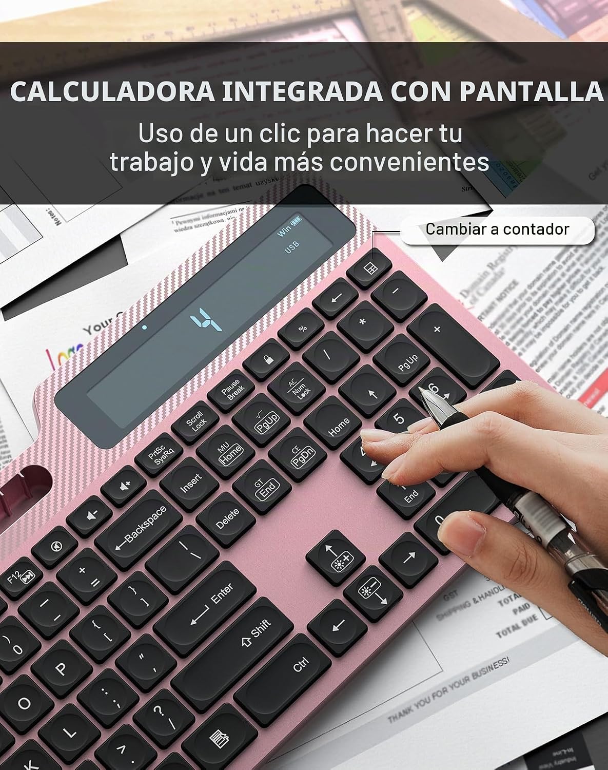 Combo de teclado y mouse inalámbricos, teclado ergonómico silencios...