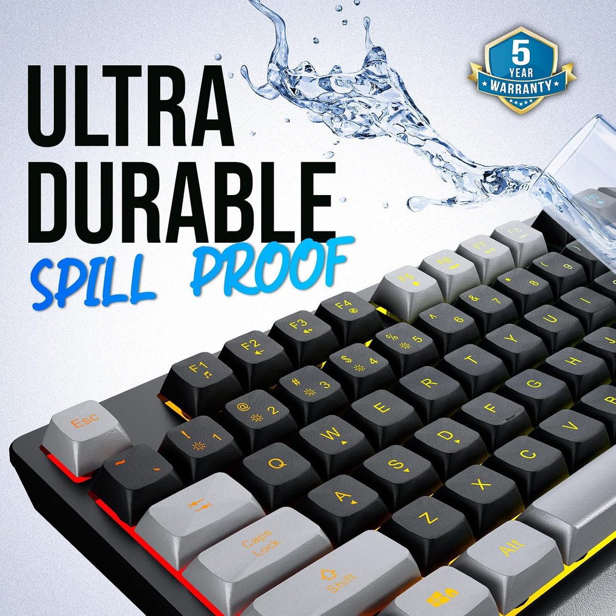 Teclado inalámbrico KLIM Chroma \u2013 RGB retroiluminado para jueg...