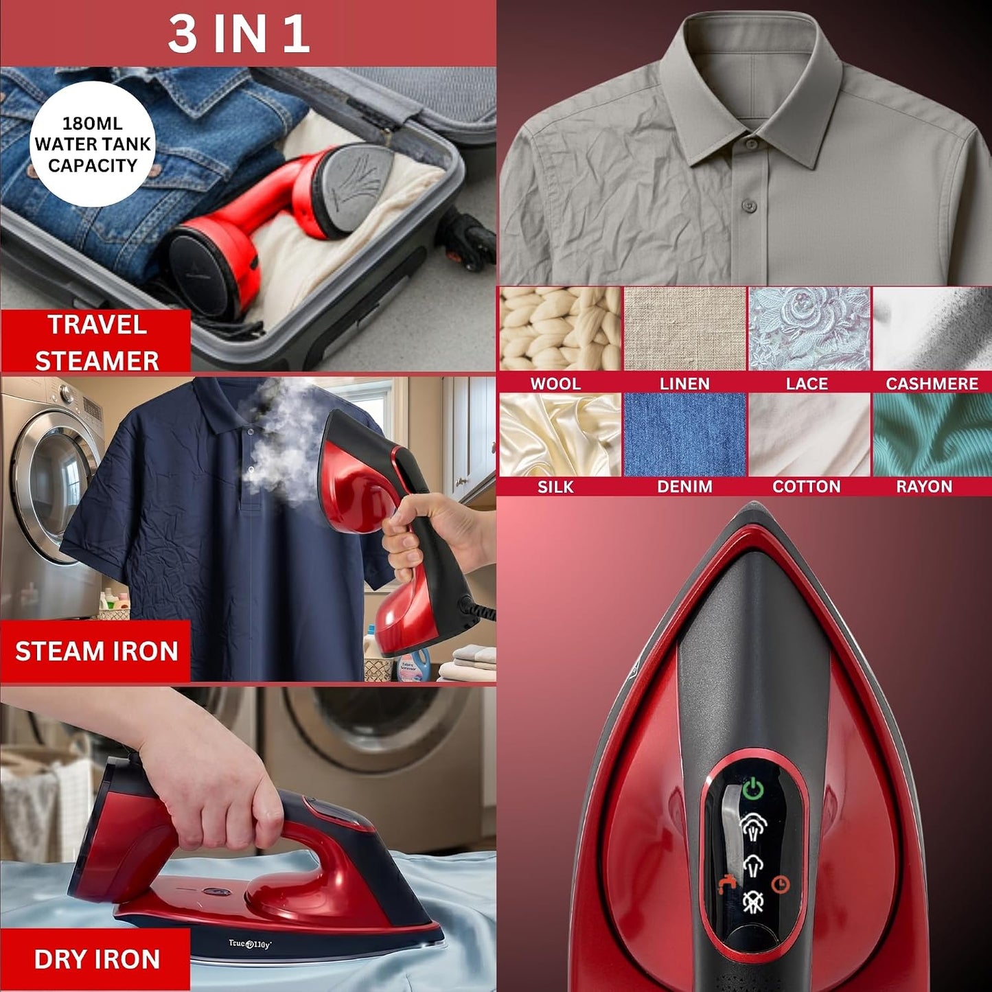 True &amp; Tidy DuoPress XL 2 en 1 vaporizador y plancha para ropa,...