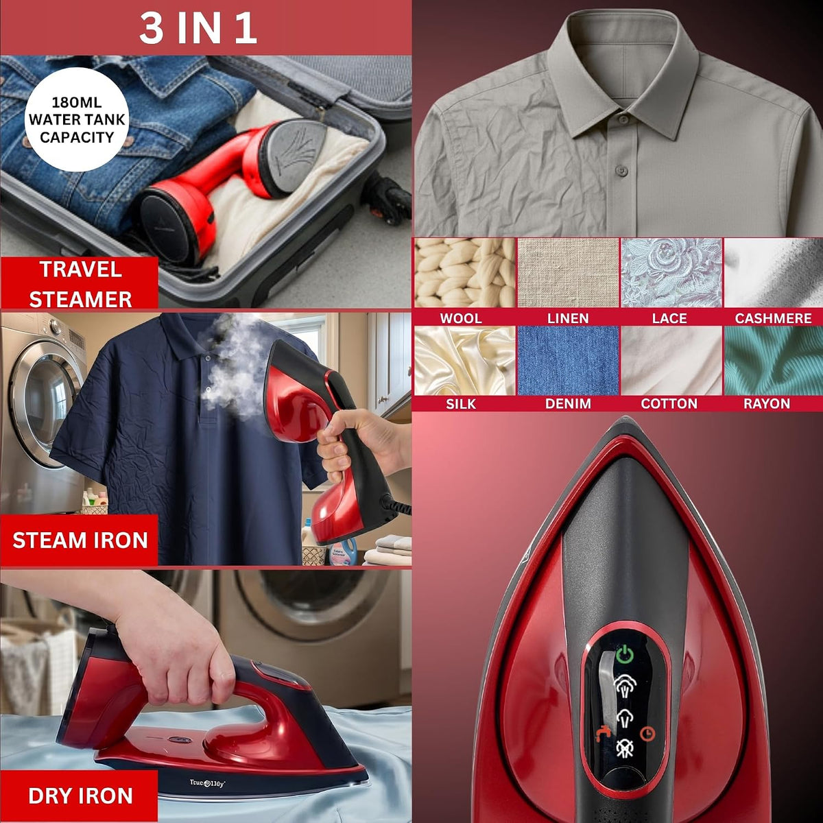 True &amp; Tidy DuoPress XL 2 en 1 vaporizador y plancha para ropa,...