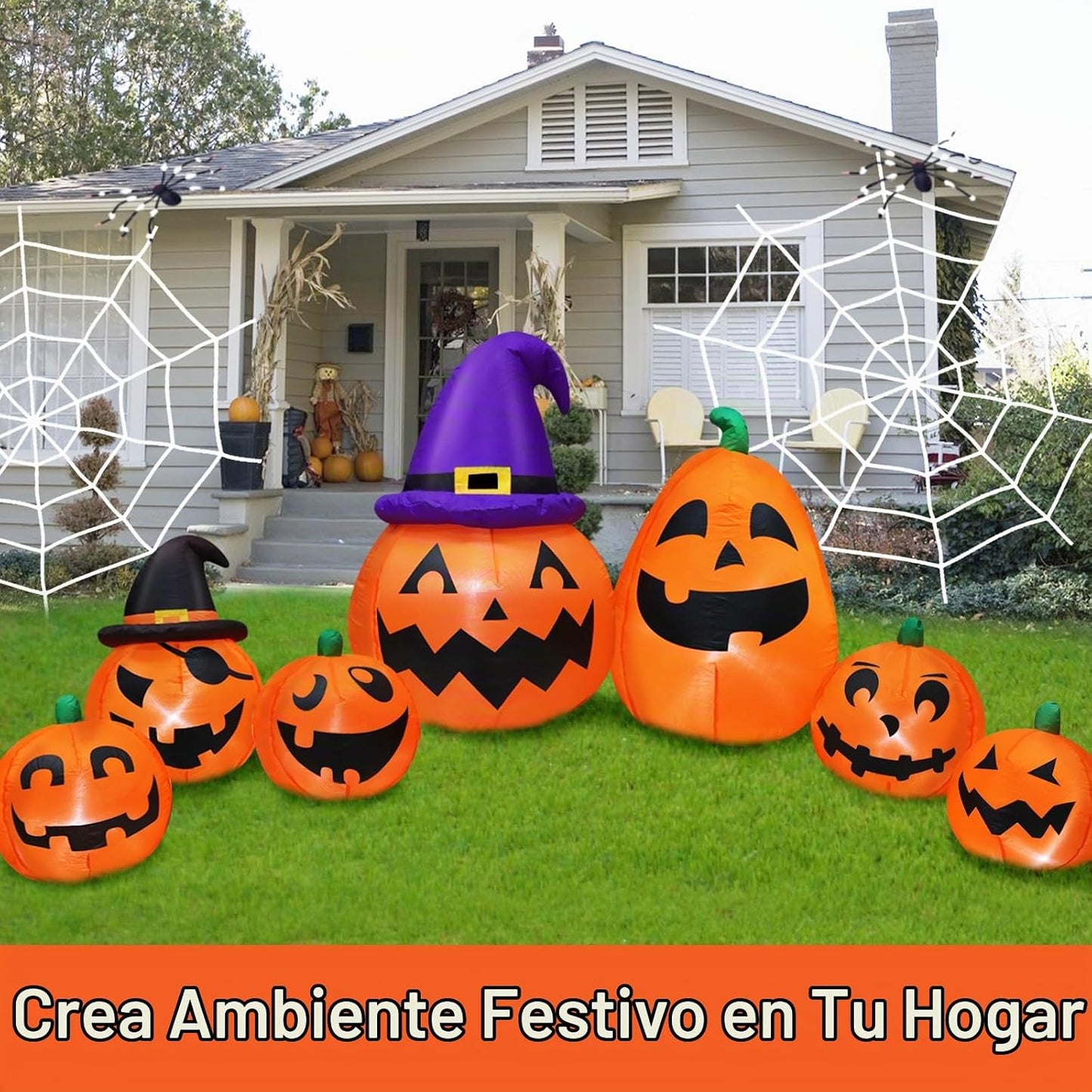 Calabazas inflables de Halloween de 12 pies de largo, decoración al...