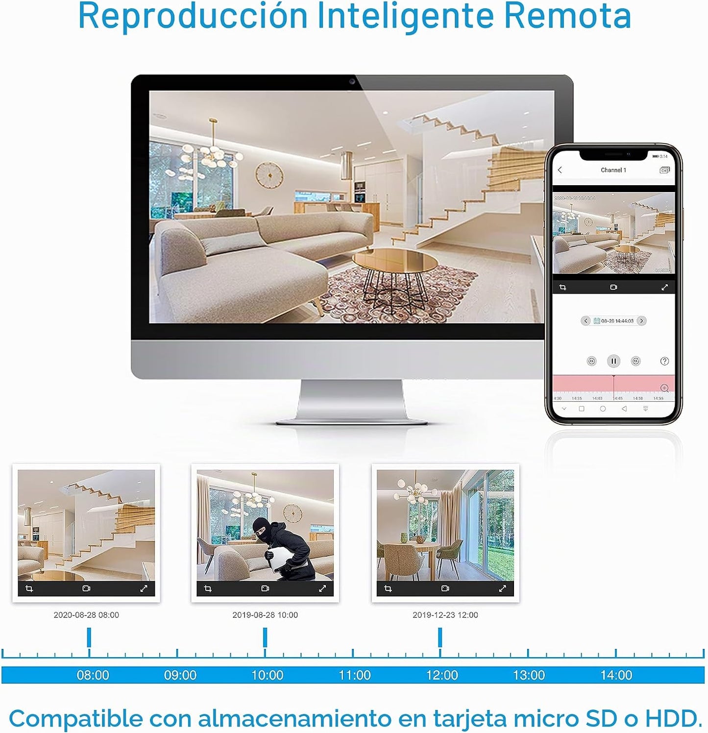 ZOSI H.265+ - Sistema de cámara de seguridad de 16 canales 1080p co...