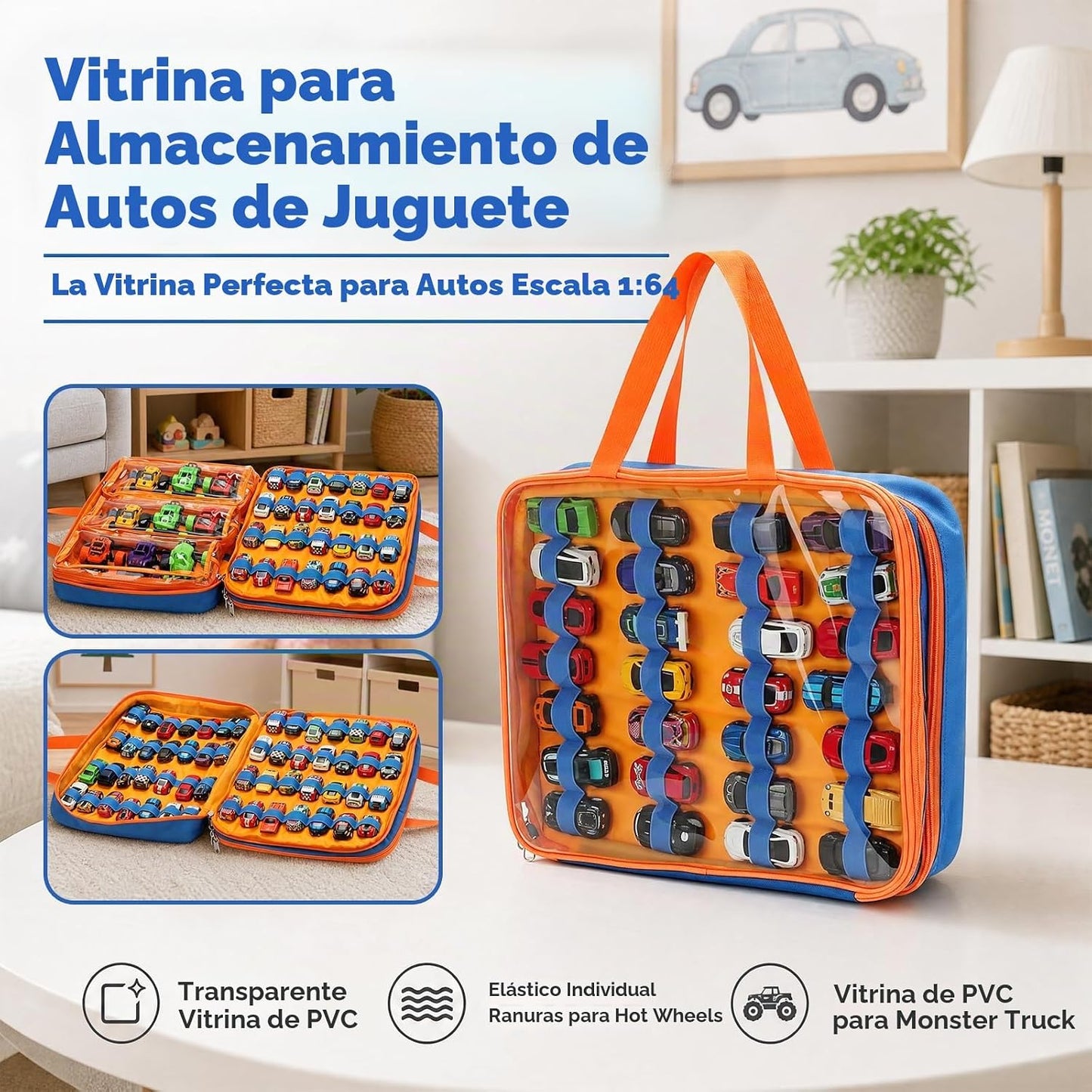 Estuche de transporte para almacenamiento de autos de juguete con 8...